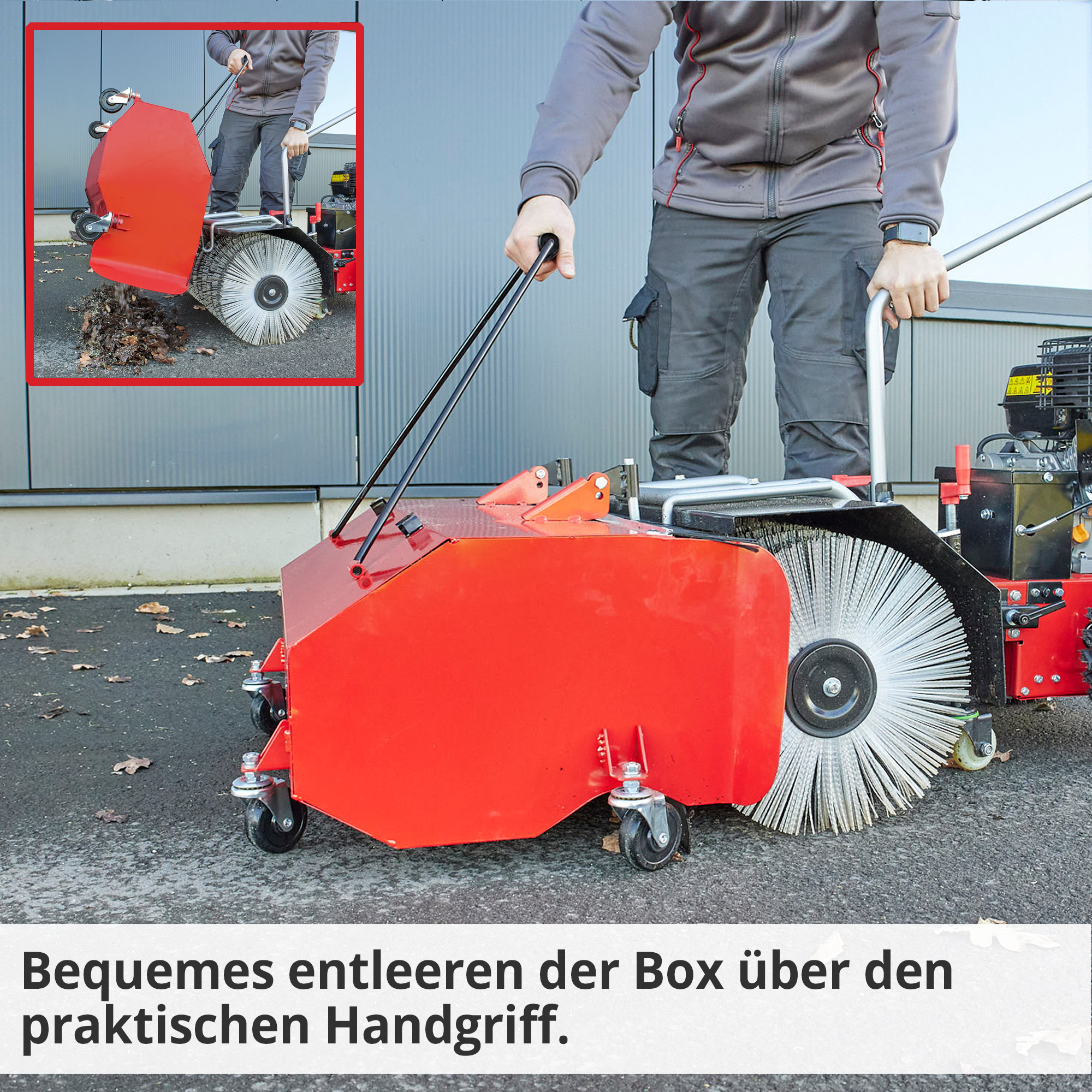 Auffangbehälter HECHT 008680 B mit Handgriff zur einfachen Entleerung beim Kehren