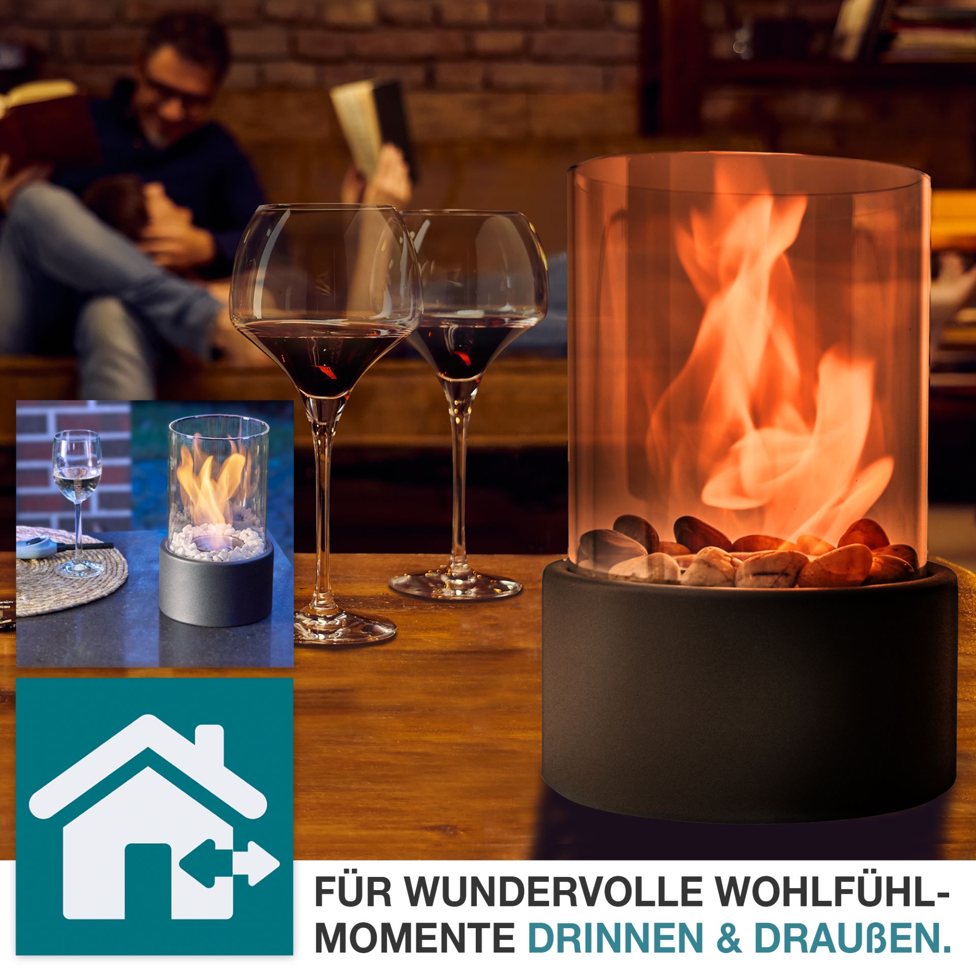 TOM Tischkamin Rund für drinnen und draußen