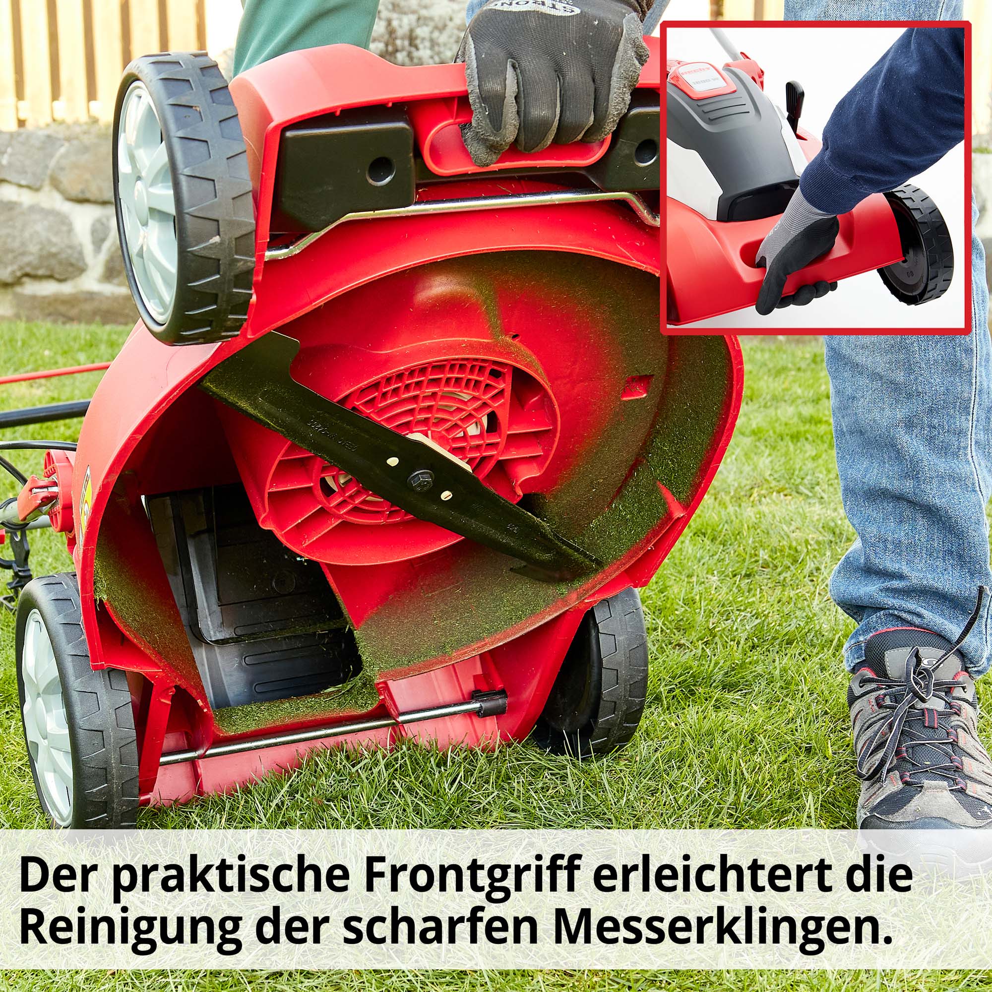 Hecht Elektro-Rasenmäher 1844 mit  und Frontgriff für erleichtertes anheben des robusten Gehäuses