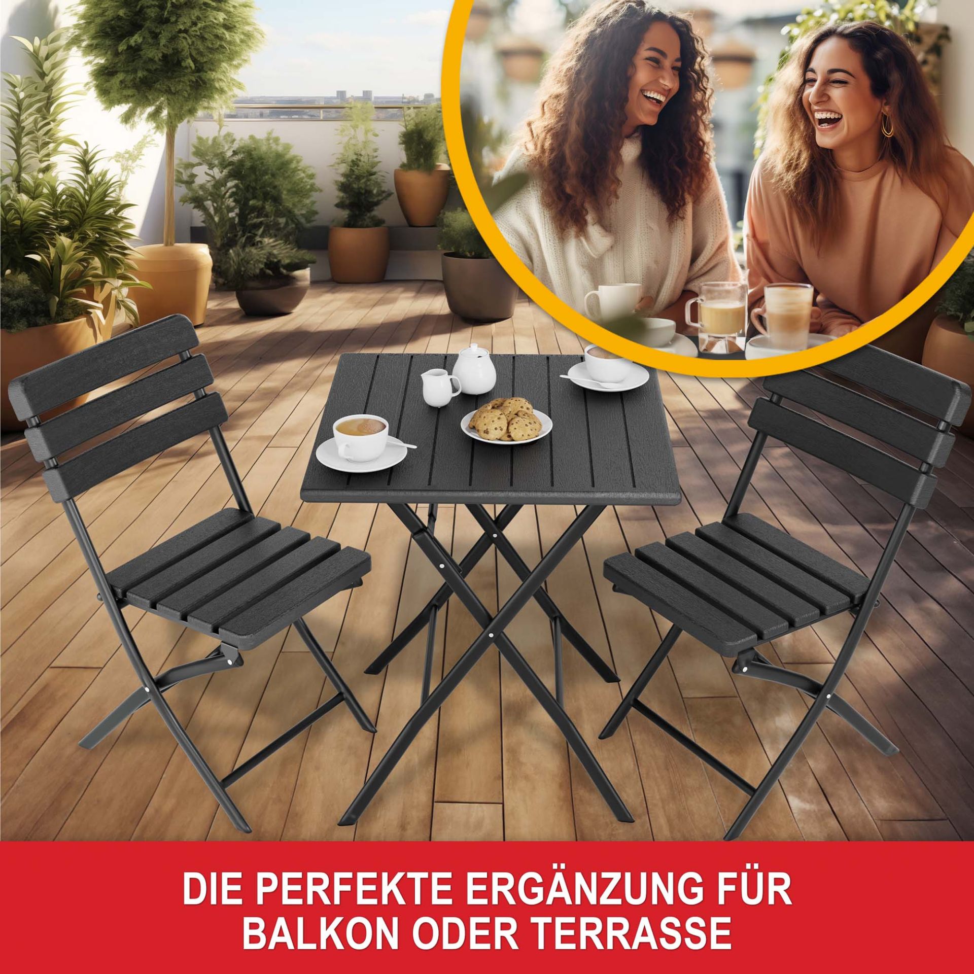 Balkontisch Set Borkum - Die perfekte Ergänzung für Balkon oder Terrasse