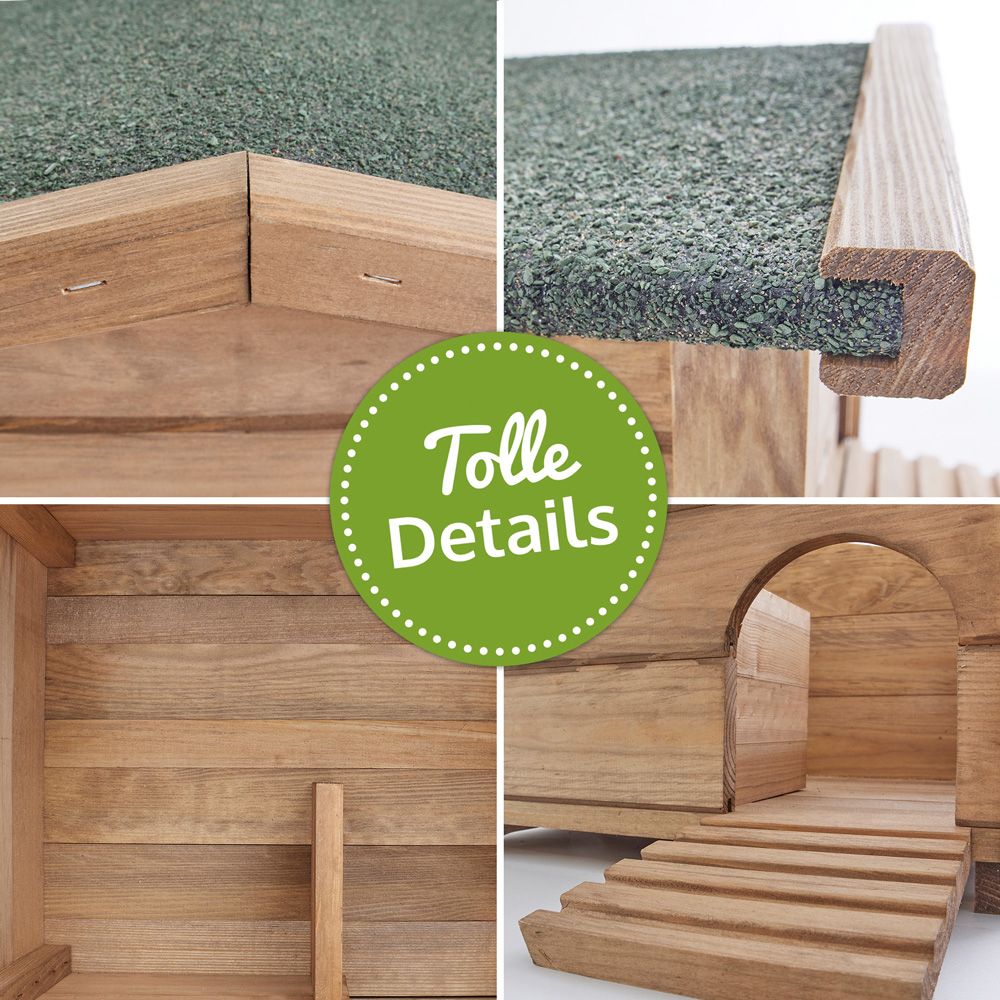 Igelhaus Ruby; Details wie Dachkante aus Holz