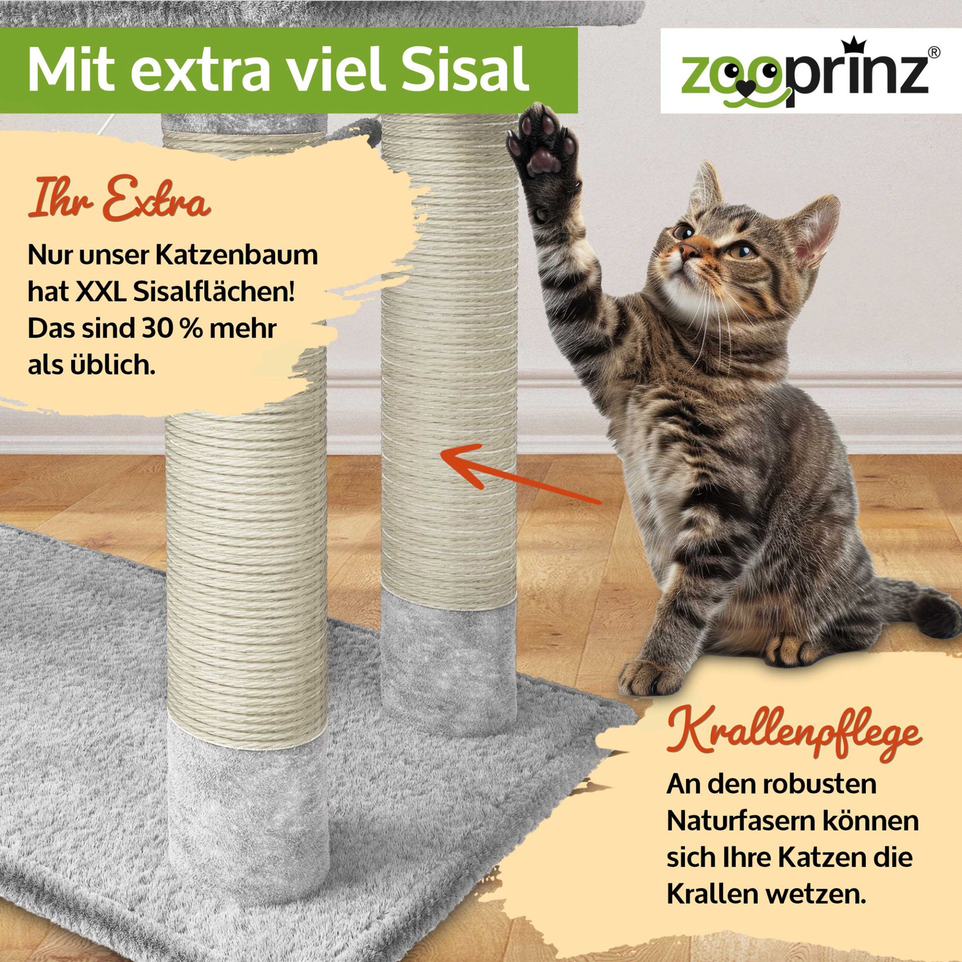 Katzenbaum Emma; Extra viel Sisal für die Krallenpflege