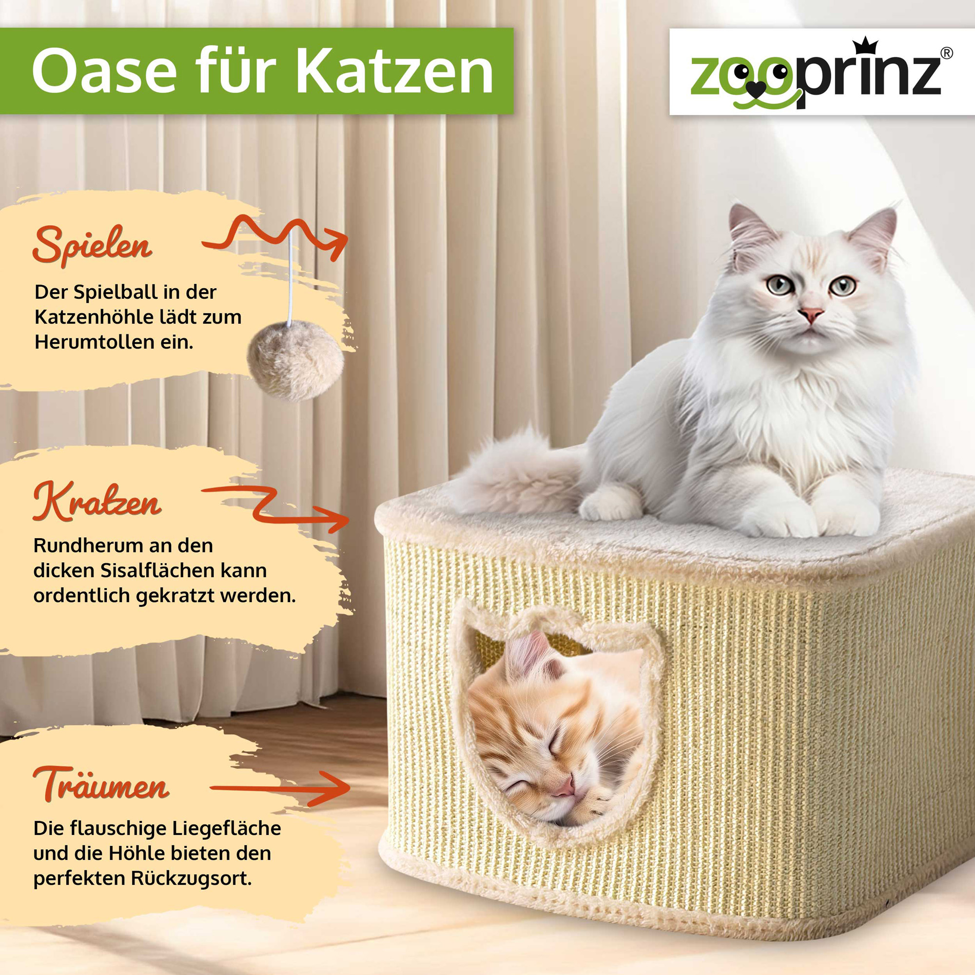 Katzenhaus Sisal; Spielen, Kratzen und Träumen Katzenhaus Sisal; Spielen, Kratzen und Träumen