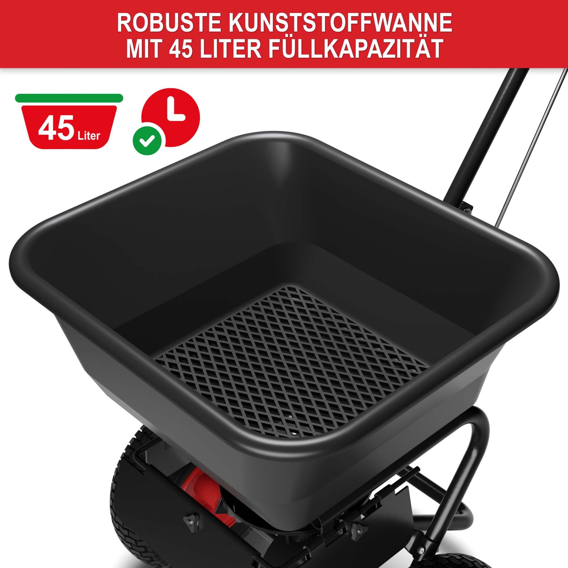 Streuwagen - robuste Kunststoffwanne mit großer Füllkapazität