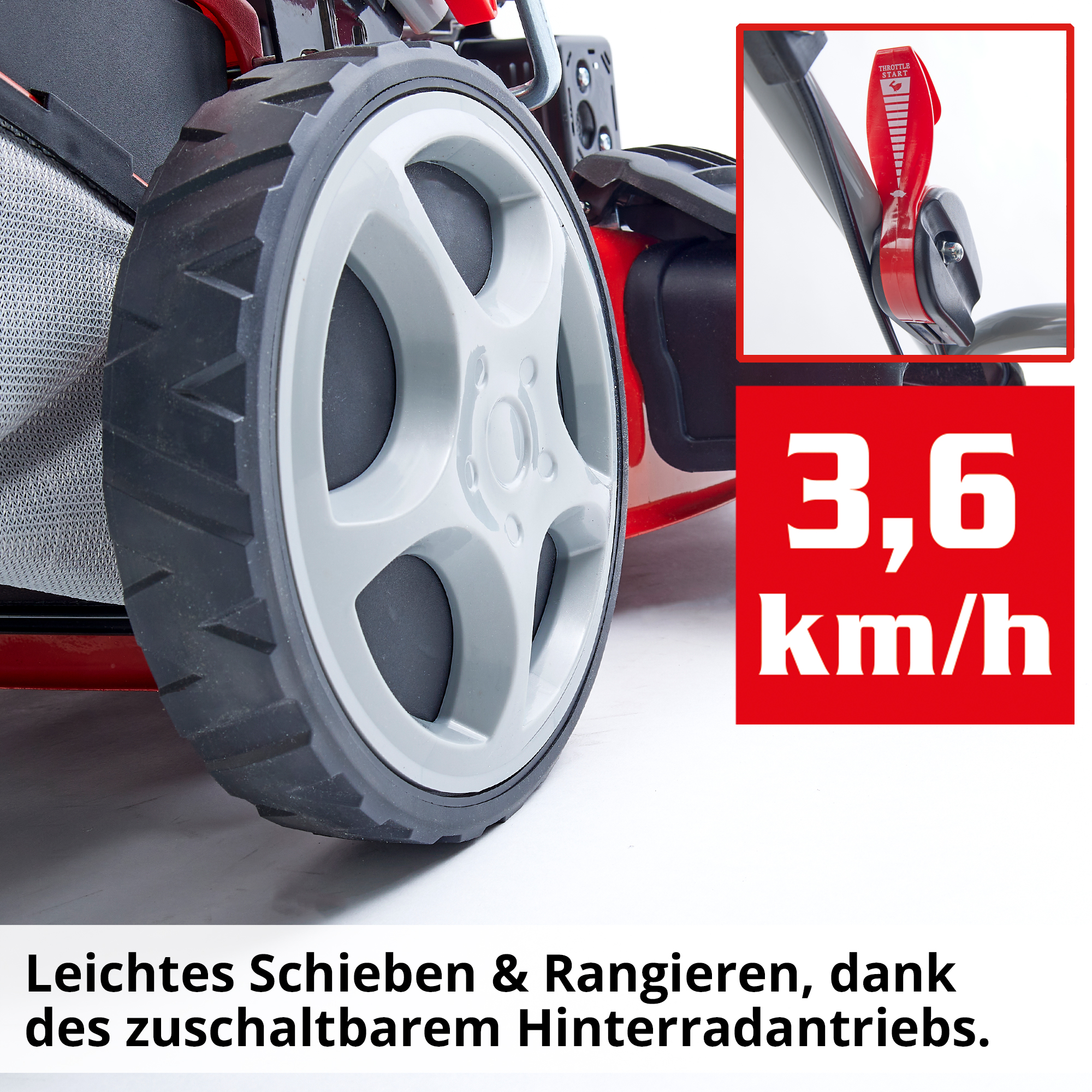 Benzin-Rasenmäher mit Hinterradantrieb 3 kmh 