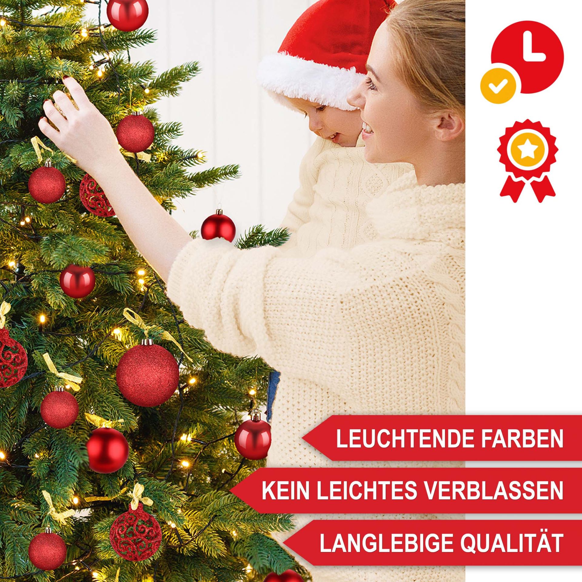 Weihnachtskugeln rot - Leuchtende Farben, kein leichtes verblassen, langlebige Qualität