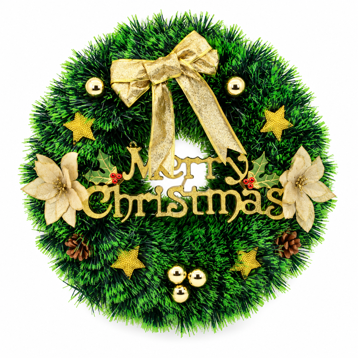 Onbest Weihnachtskranz Merry Christmas GOLD 48020  (Dieses Bild wurde mit Hilfe von KI generiert.)