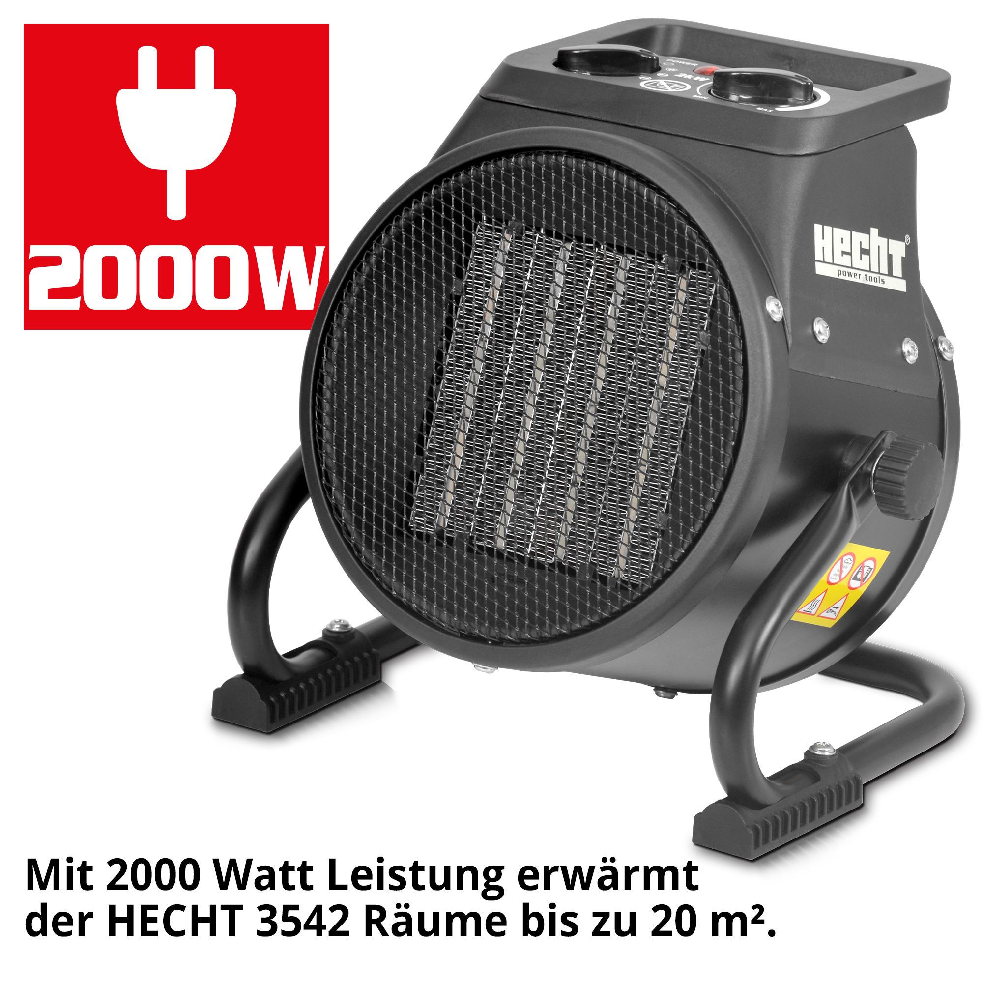 Keramik-Heizlüfter; 2000 Watt Leistung für Räume bis zu 20 Quadratmeter
