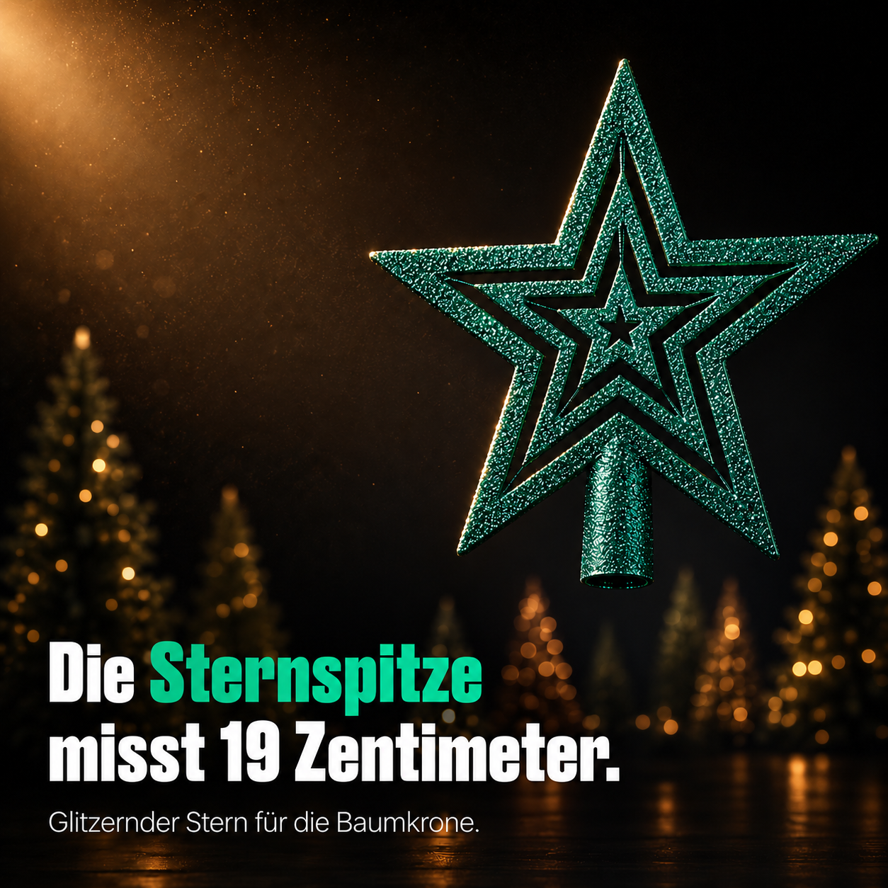 ONBEST Christbaumschmuck: Glitzernde Sternspitze mit 19 cm Größe (Dieses Bild wurde mit Hilfe von KI generiert.)