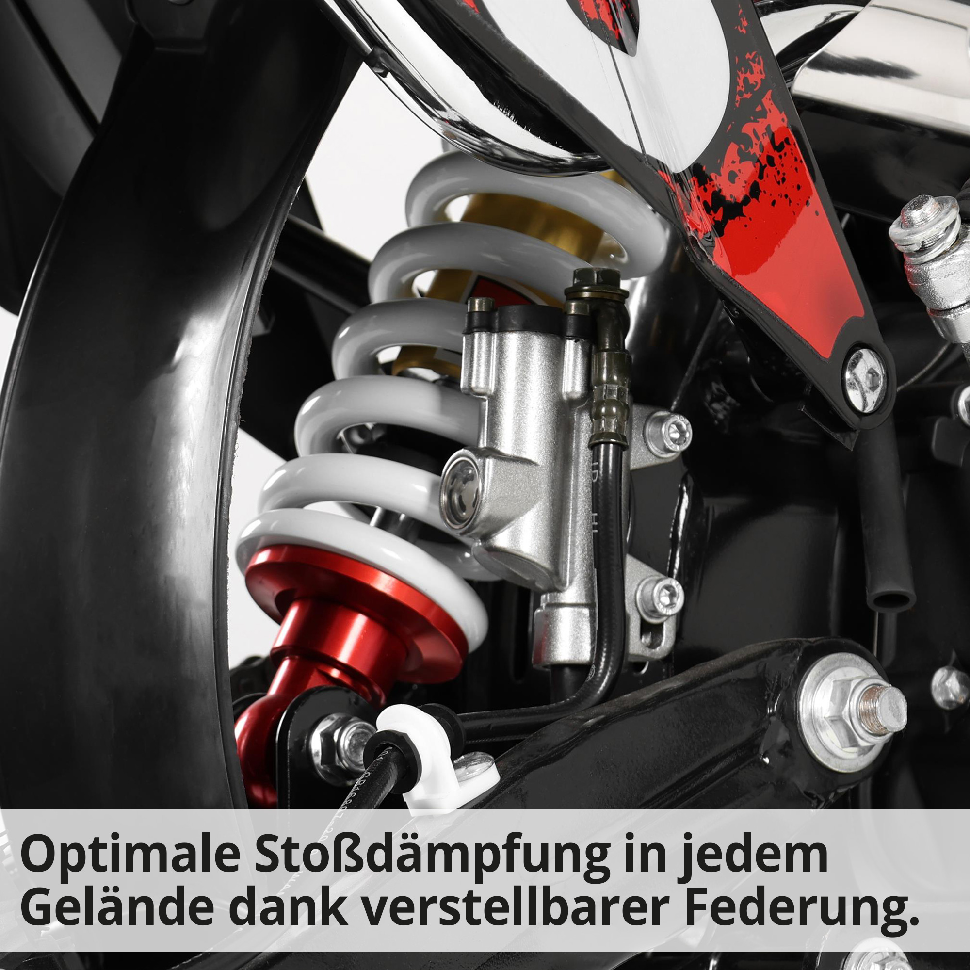 Hecht Motorcrossbike rot mit optimaler Stoßdämpfung in jedem Gelände dank verstellbarer Federung
