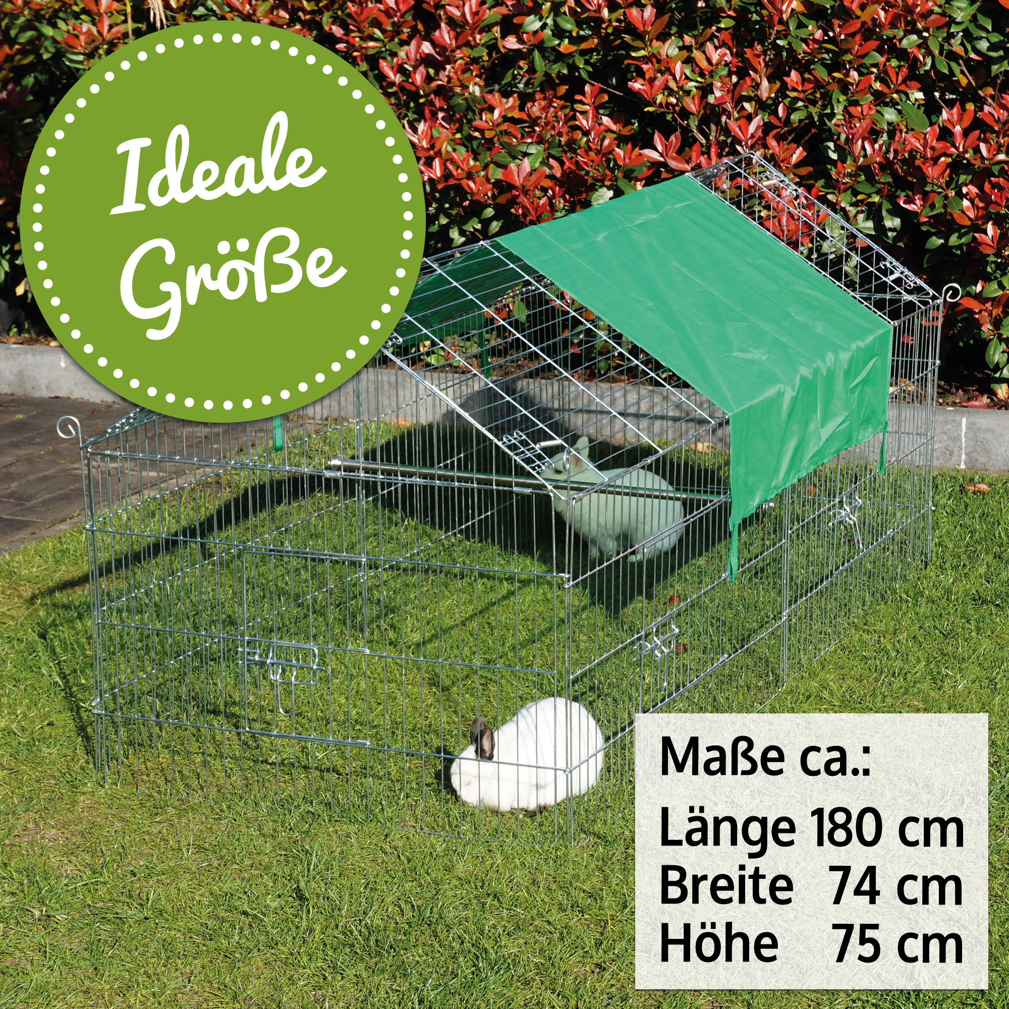 Hasengehege mit stabiler Tür – schützt zuverlässig vor dem Ausbüxen