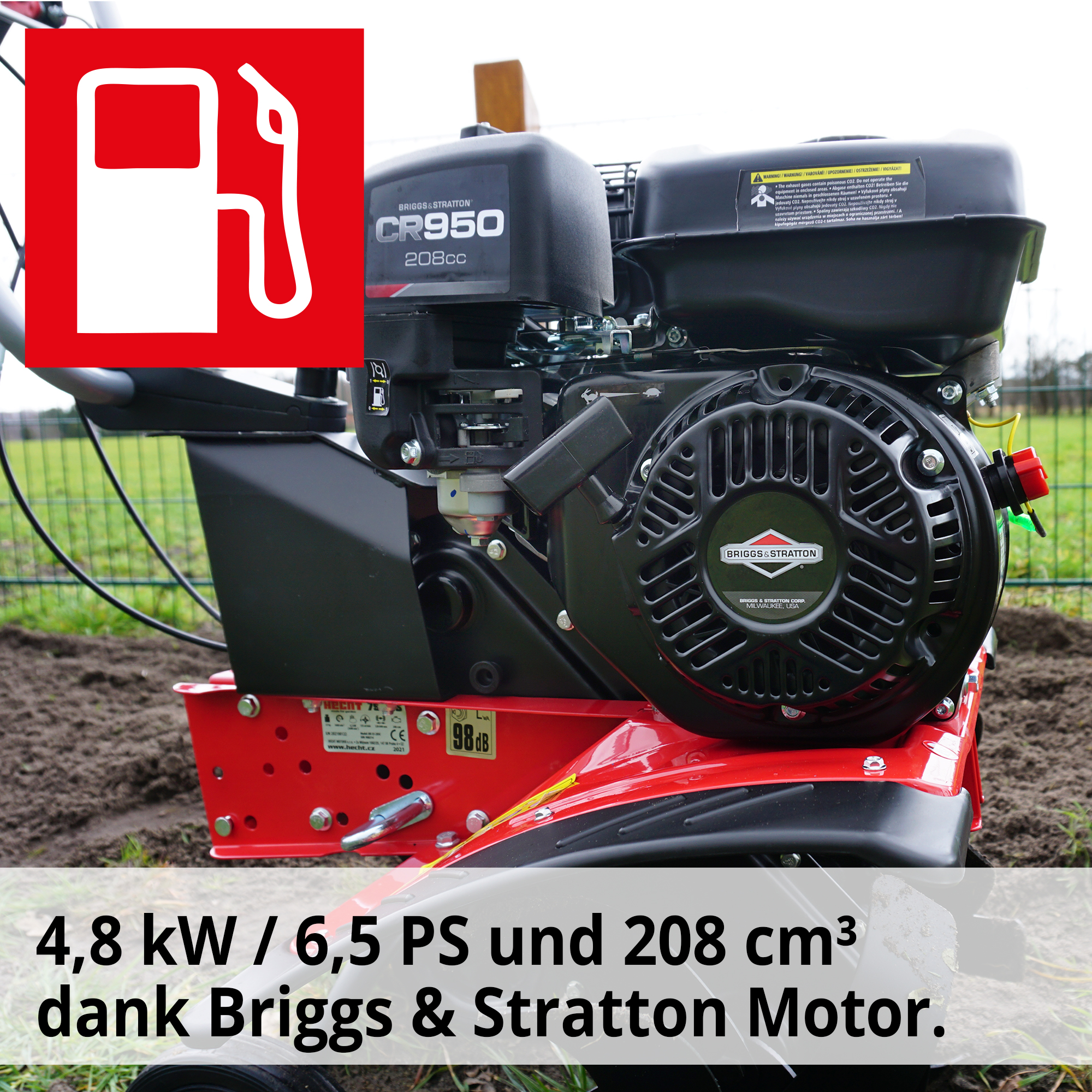 Gartenhacke; 4,8 kW / 6,5 PS starker Briggs & Stratton Motor