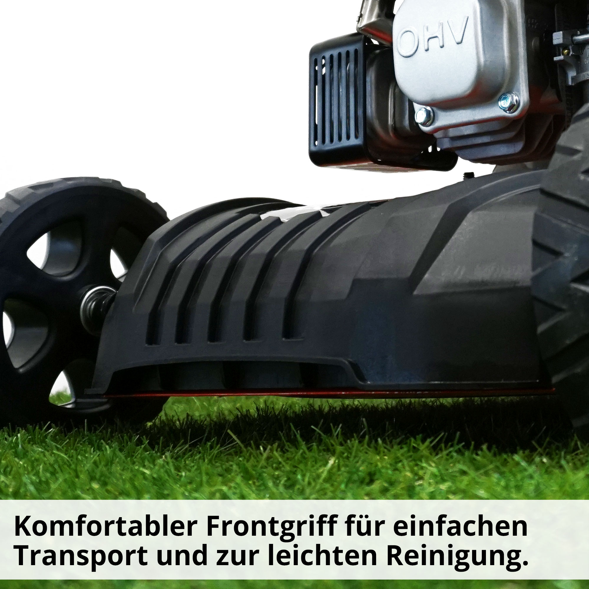 Benzin-Rasenmäher mit Frontgriff für leichte Reinigung und Transport 