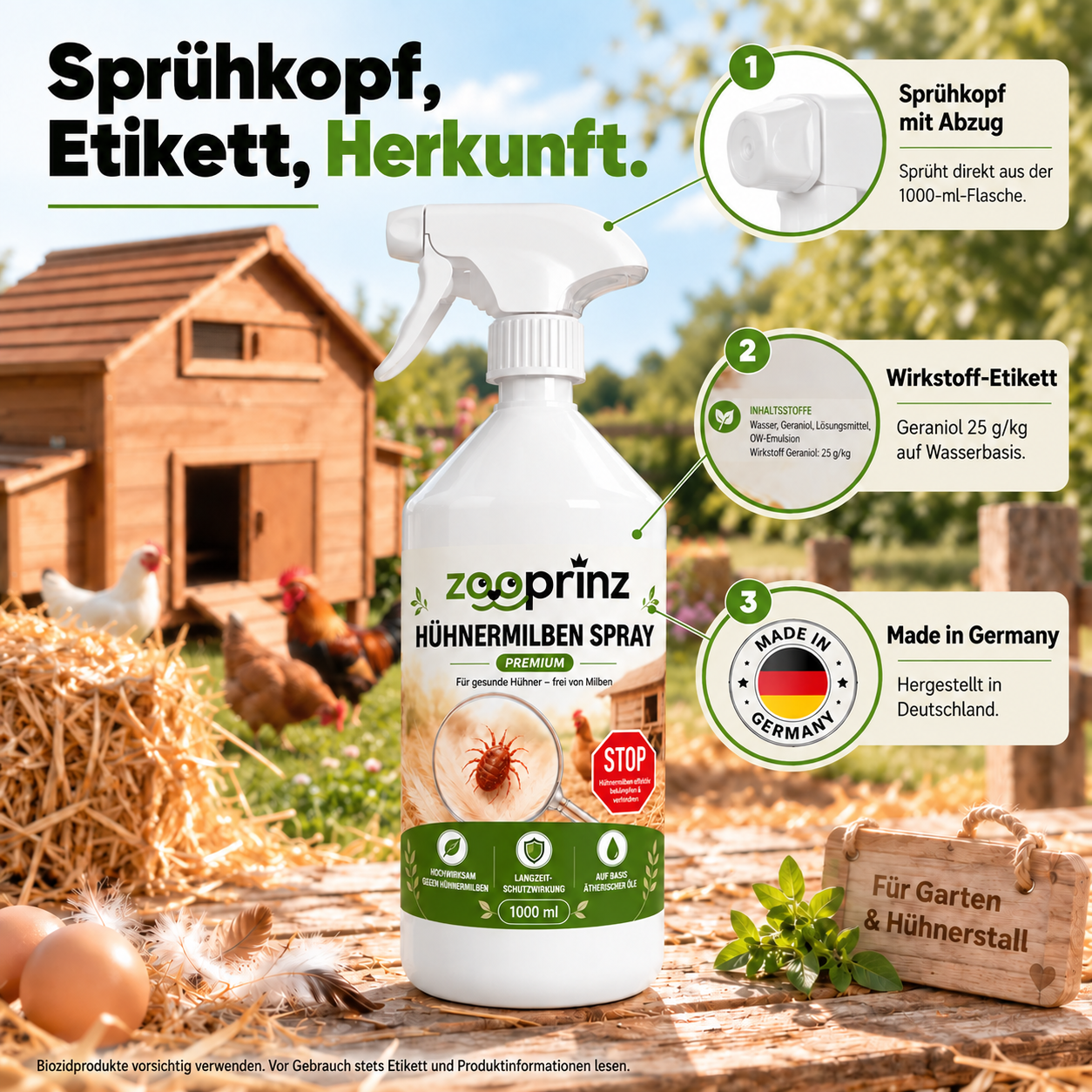 Milbenspray Flasche: Mit Abzug-Sprühkopf und Made in Germany Siegel (Dieses Bild wurde mit Hilfe von KI generiert.)