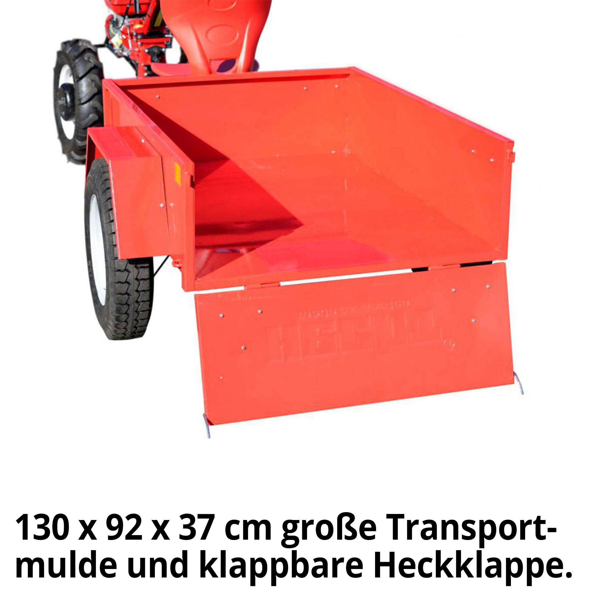 Transportmulde Anhänger 130x92x37 cm kippbar Heckklappe HECHT 57100