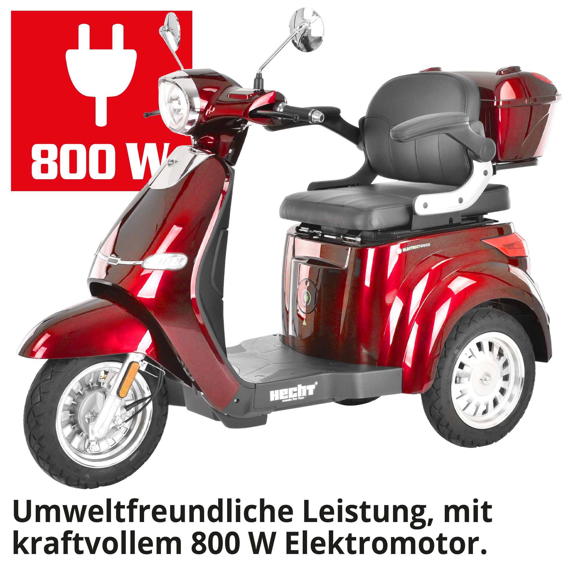 Hecht CITISMAX Seniorenfahrzeug 3 Rad Rot mit umweltfreundlicher Leistung, mit kraftvollen Elektromotor