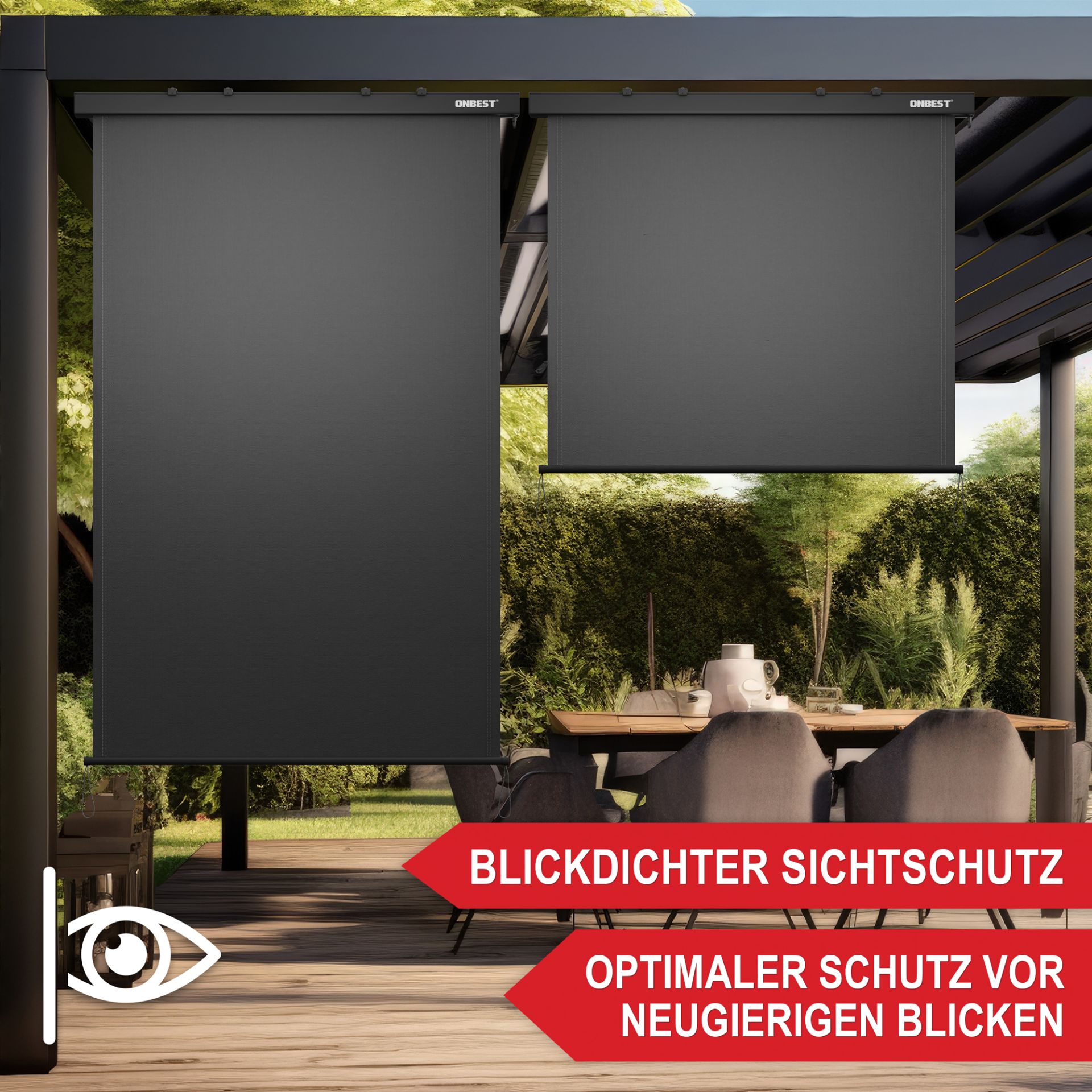 Vertikalmarkise XL - Blickdichter Sichtschutz; optimaler Schutz vor neugierigen Blicken