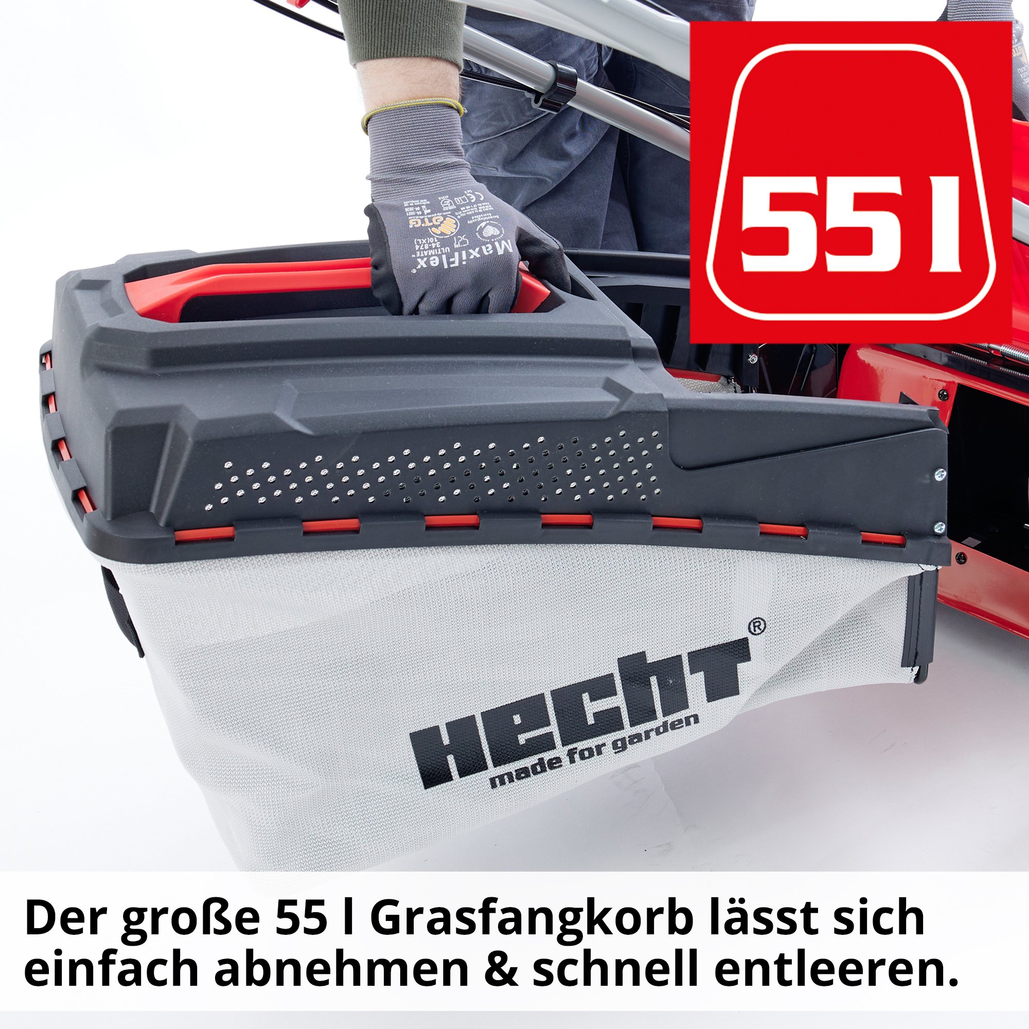 Benzin-Rasenmäher mit 55 Liter Grasfangkorb 
