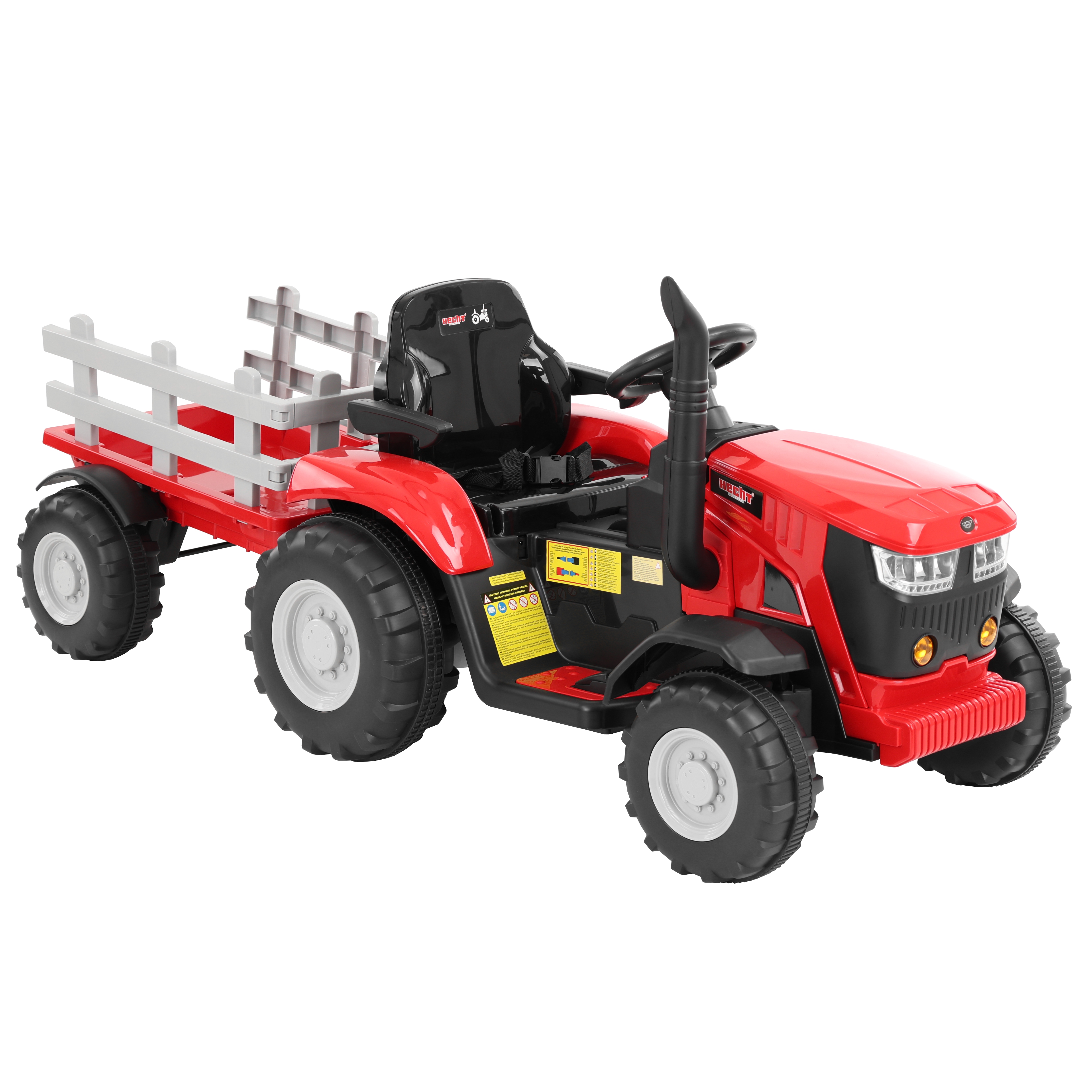 Kindertraktor HECHT 50825 RED Elektro mit Anhänger und Lichteffekten