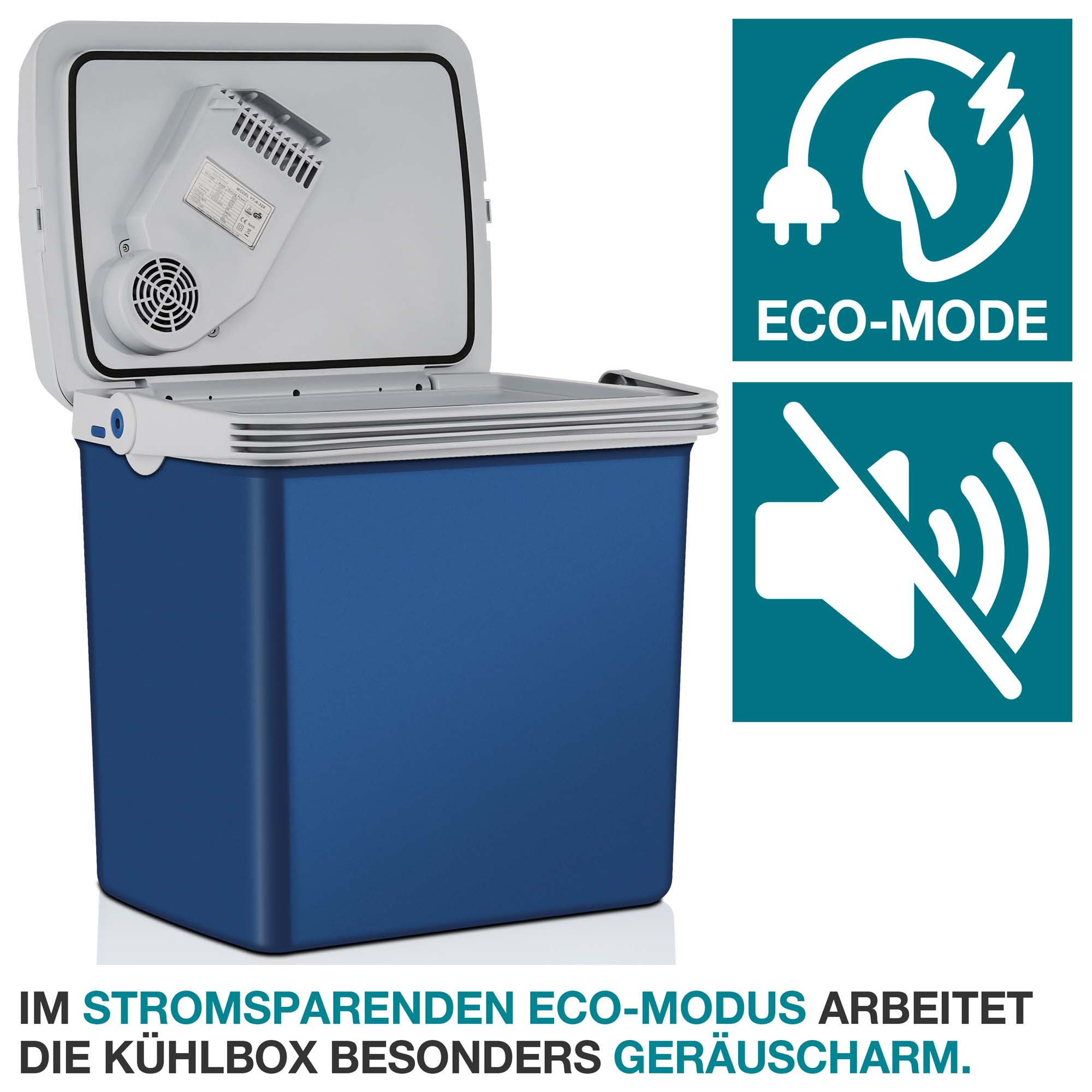 Kühlbox – Eco-Modus – Geräuscharme Kühlbox – Thermobox – Stromsparend – Getränkekühler – Geräuscharmer Betrieb – Speisenkühler – Eiskasten – Kühlbehälter – Warmhaltegerät – Kühltasche – 2-in-1 Kühler
