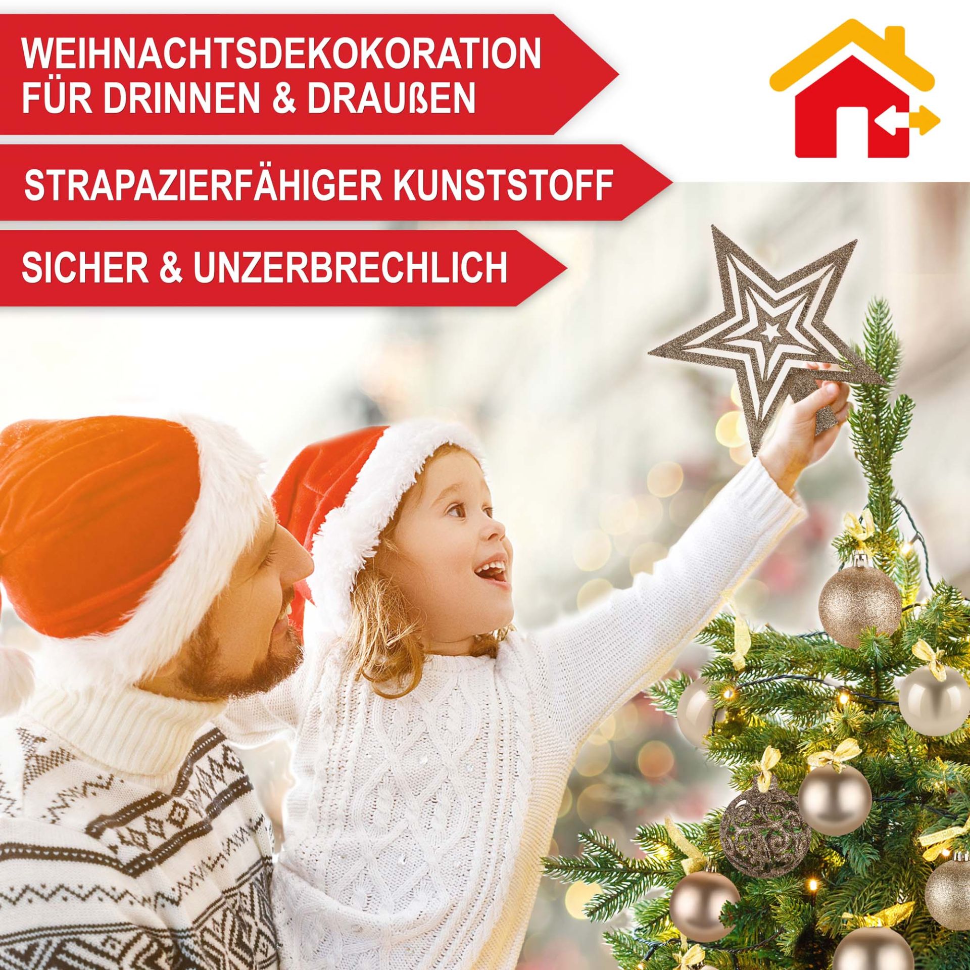 Weihnachtskugeln Champagner - Für drinnen und draußen, strapazierfähiger Kunststoff, sicher und unzerbrechlich