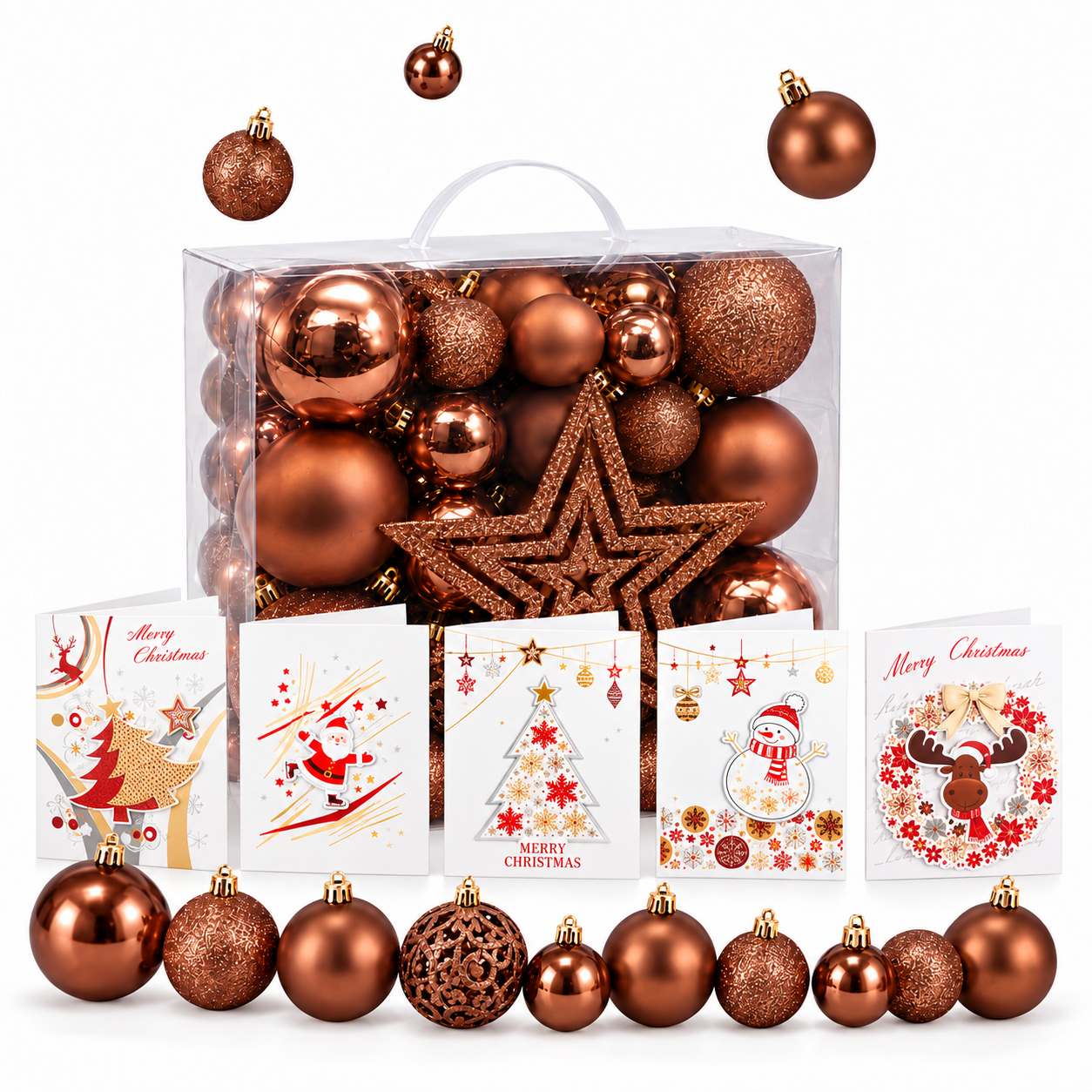 Onbest Weihnachtsbaum Kugeln 51tlg. Braun/Brown (Dieses Bild wurde mit Hilfe von KI generiert.)