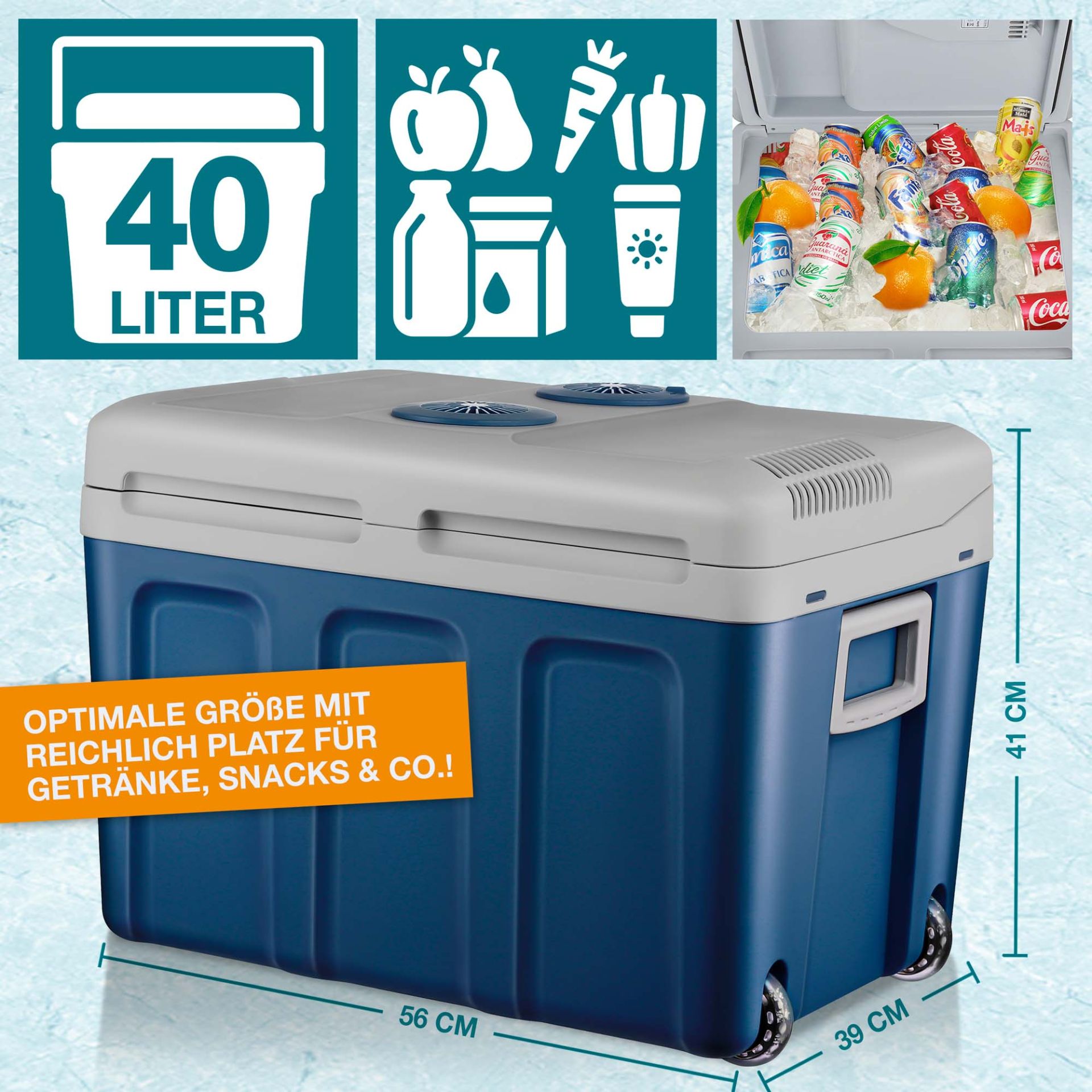 TOM Kühlbox CB-400; 39 x 56 x 41 Zentimeter, 40 Liter