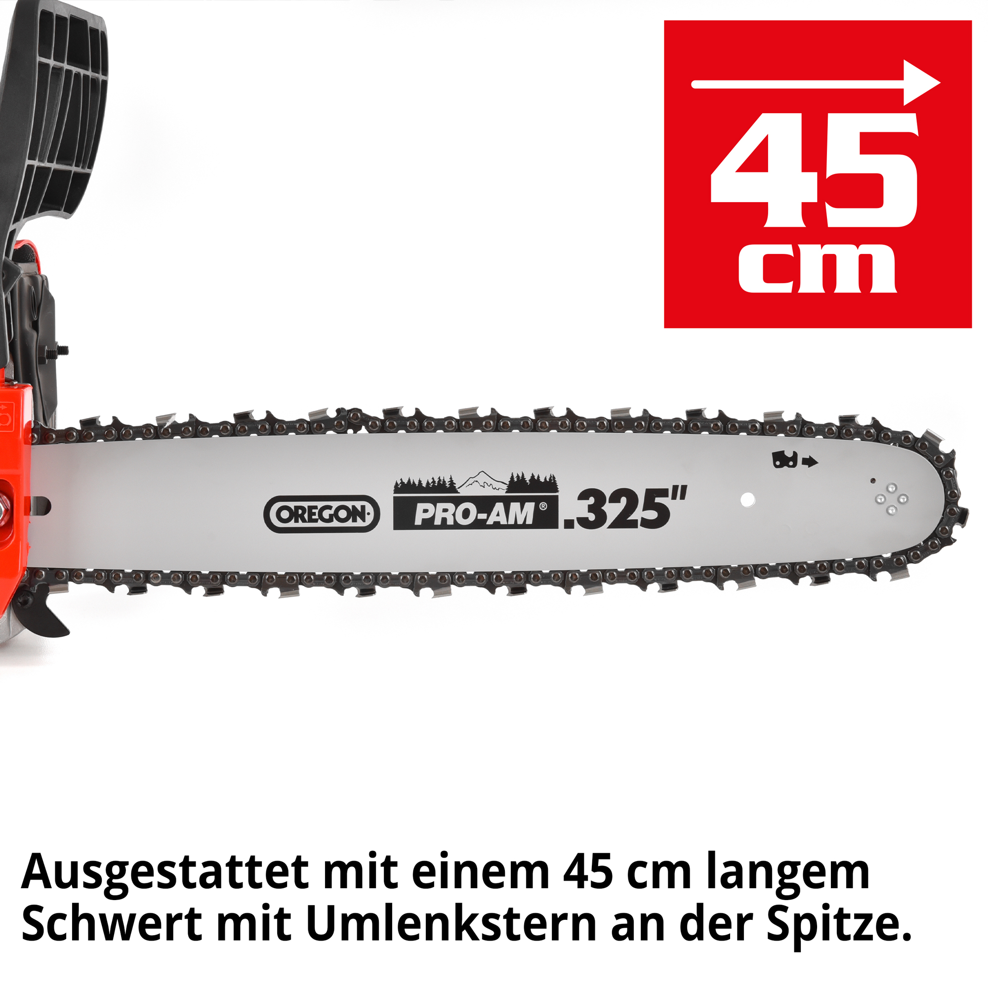 HECHT Motorsäge 945 Motorsäge  mit 45 cm langem Schwert mit Umlenkstern an der Spitze