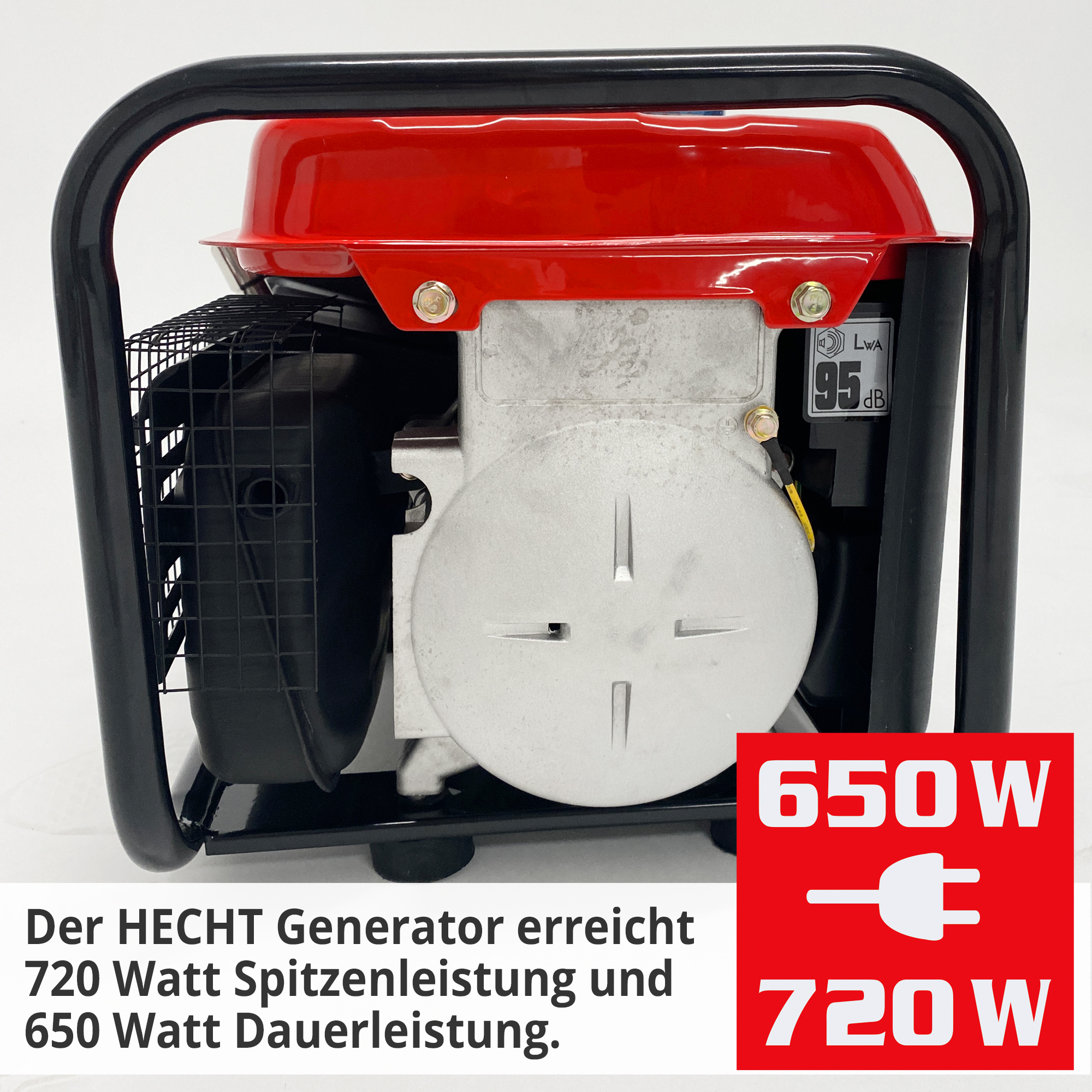 Hecht GG 950 Notstromaggregat 2 Takt Gerät; Der moderne Generator erreicht eine hohe Spitzenleistung und Dauerleistung