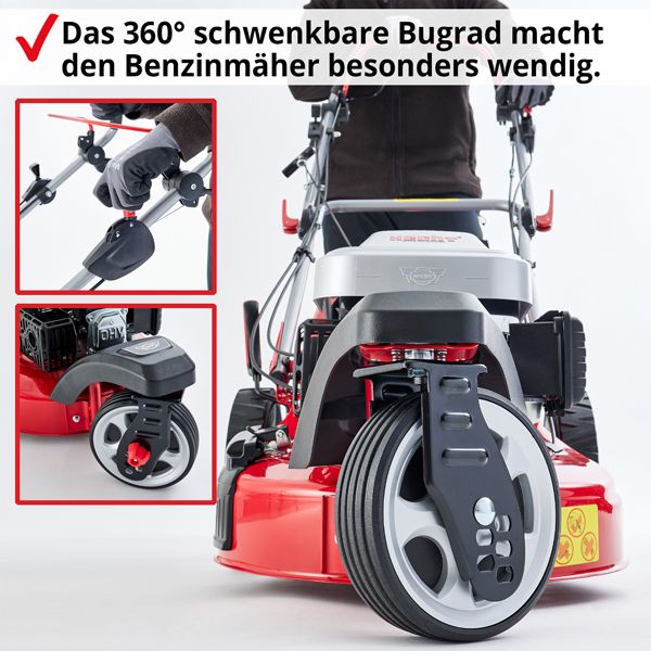 HECHT 3-Rad Benzin Rasenmäher »5483 SW« Benzin Rasenmäher mit 360° Bugrad
