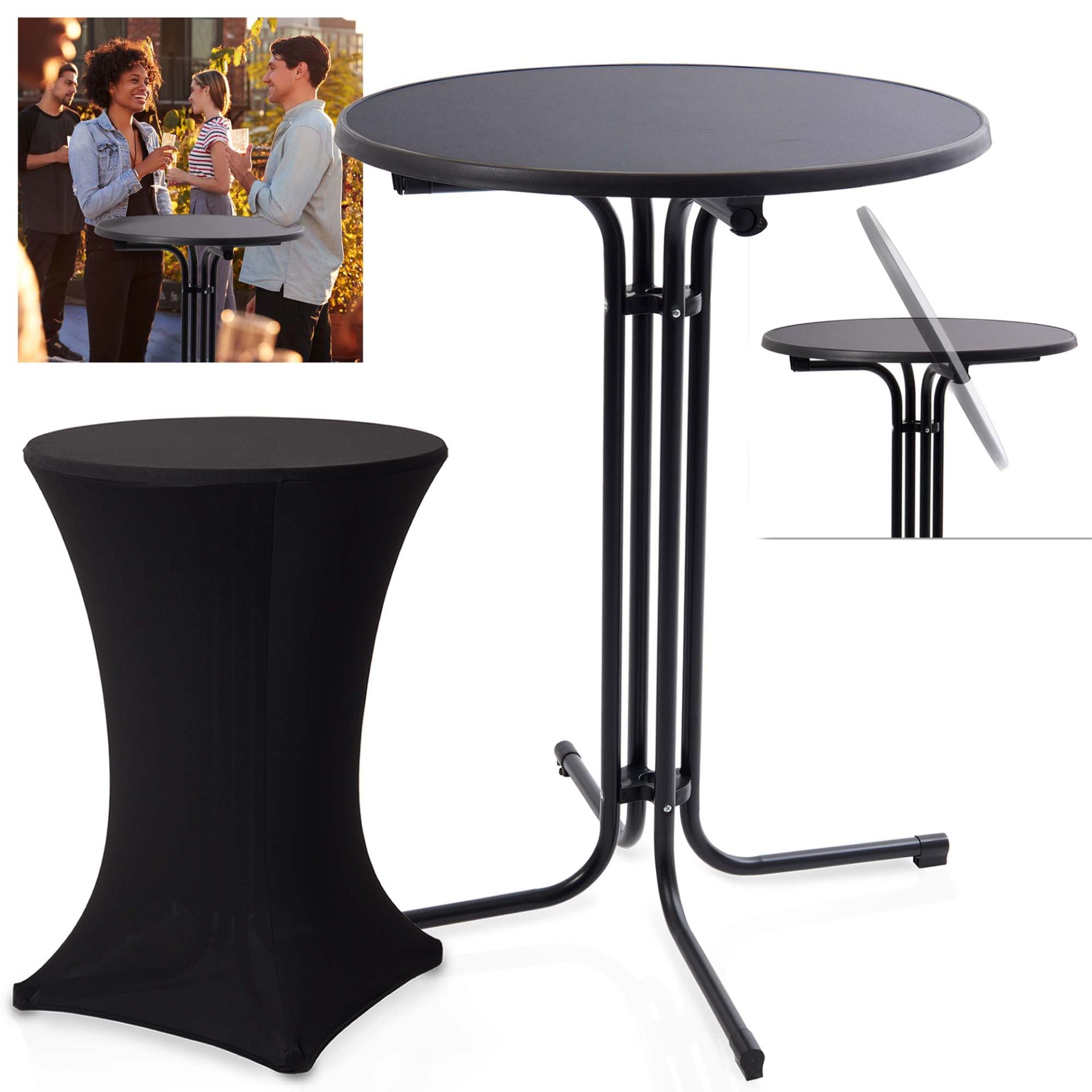 Einklappbarer Stehtisch schwarz