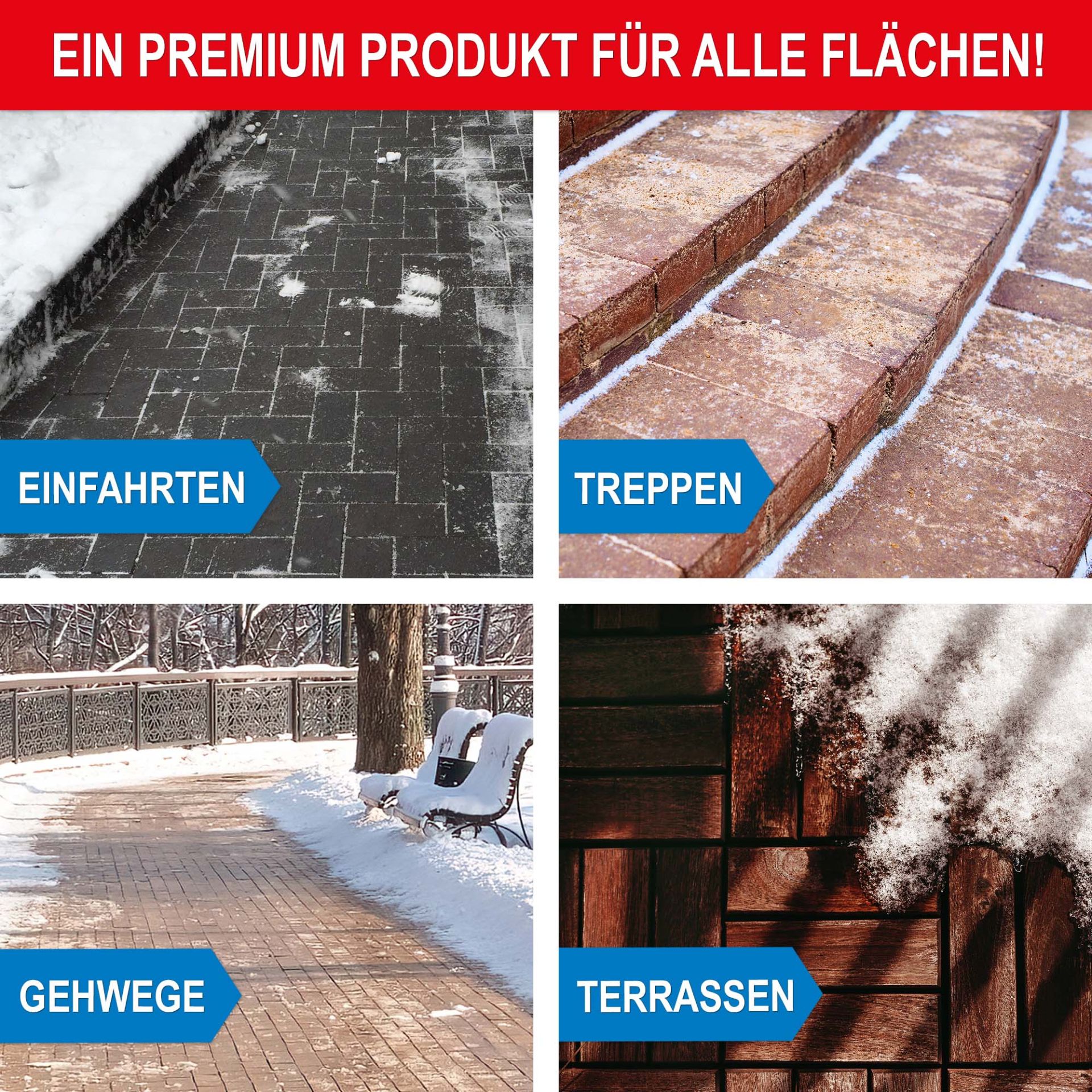 Produkt für alle Flächen, Einfahrten, Treppen, Gehwege, Terrassen - Streusalz Ersatz