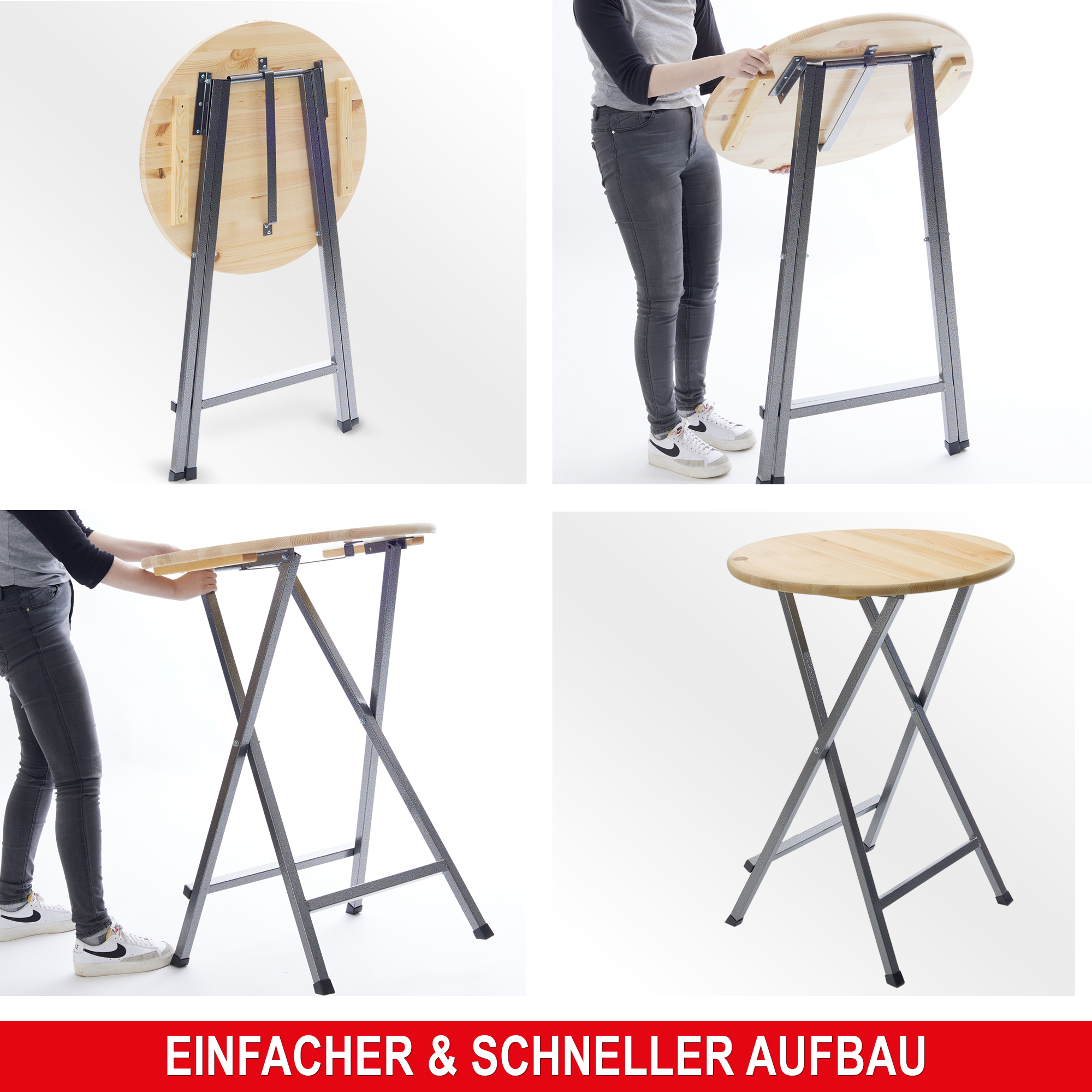 Stehtisch - Einfache Klappfunktion für schnellen Aufbau - Bar-Tisch - Gartentisch - Partytisch
