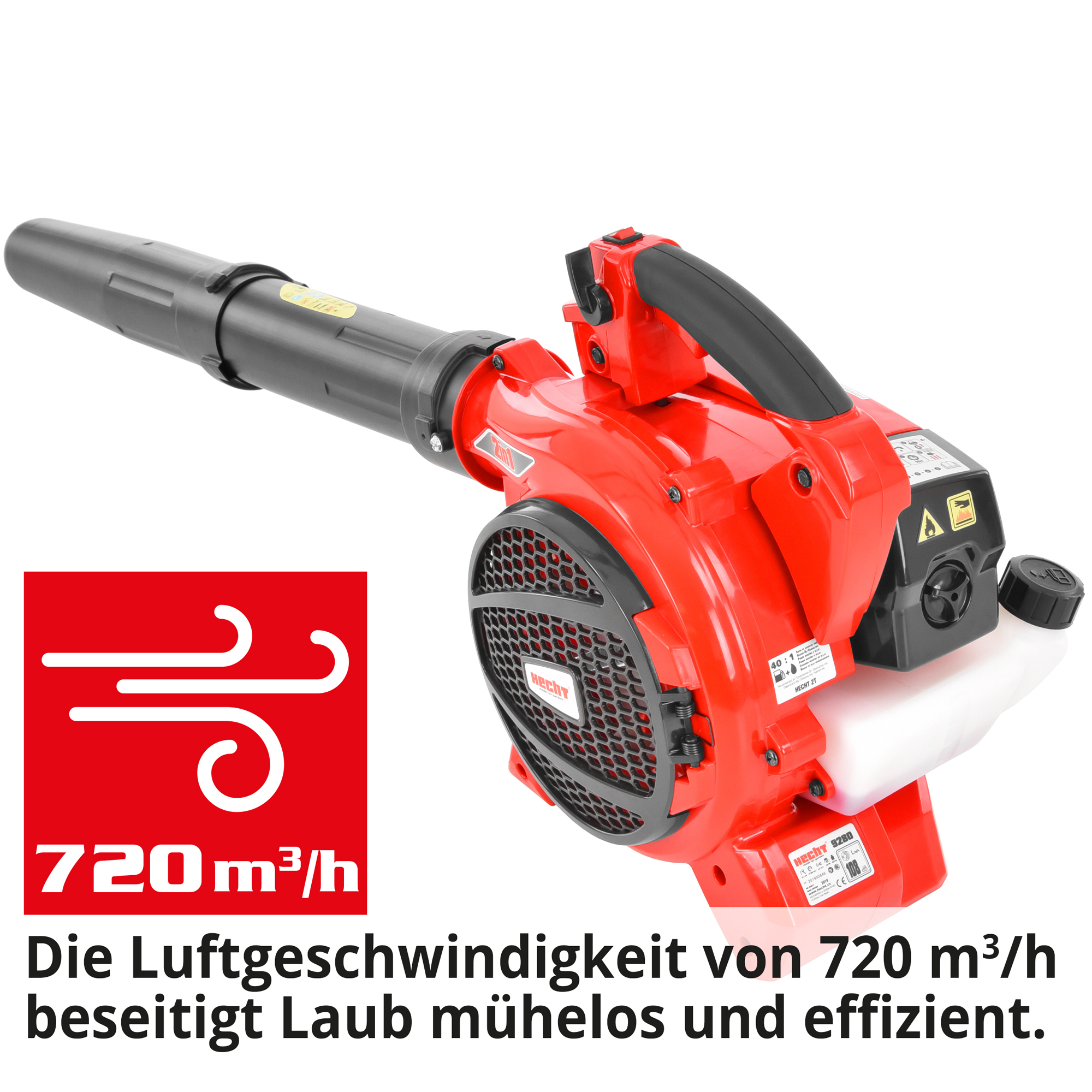 Hecht Benzin-Laubbläser 9280 mit 720 cbm Luftstrom und Antivibrationsgriff 