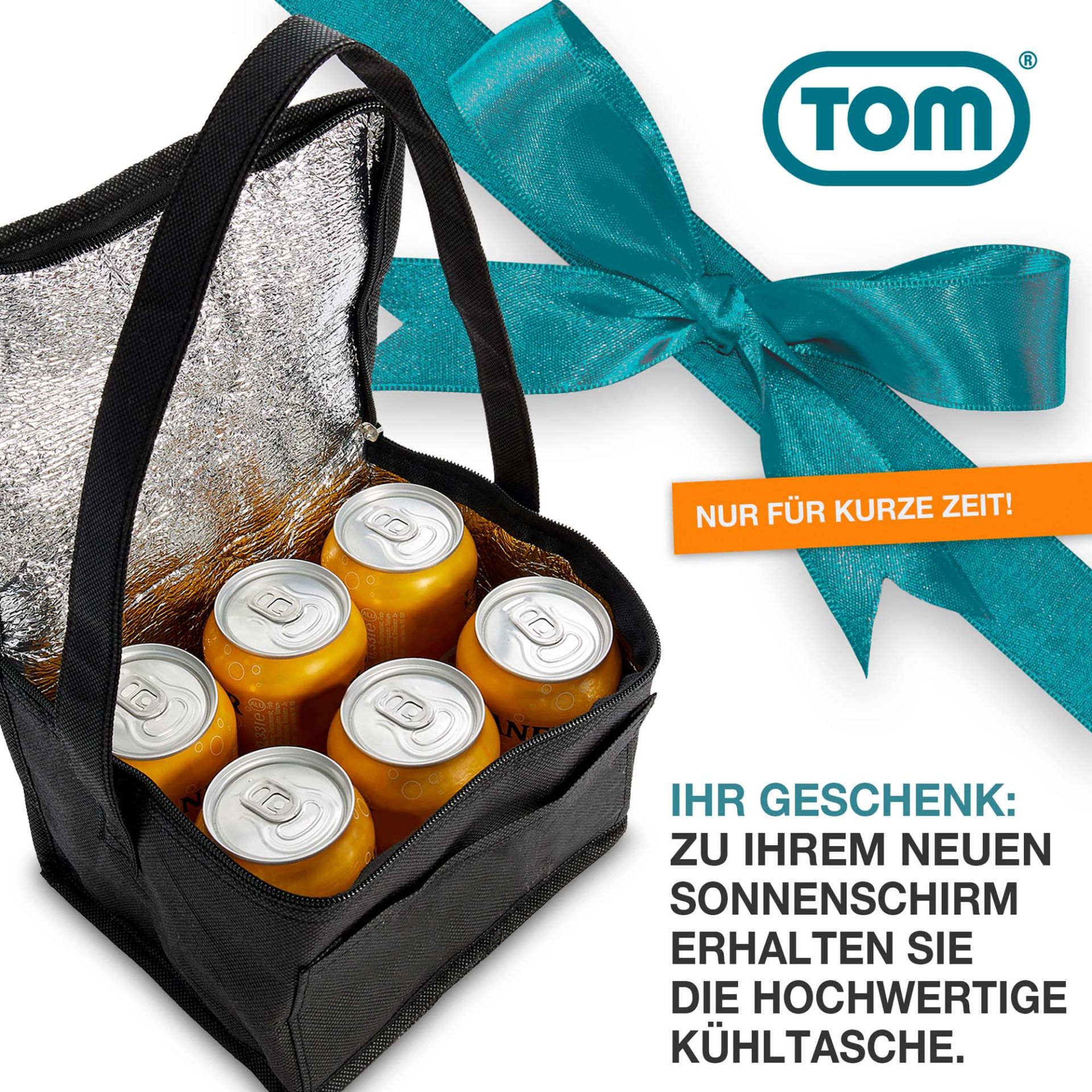 TOM Sonnenschirm SU-100 Beige; hochwertige Kühltasche als Geschenk dazu
