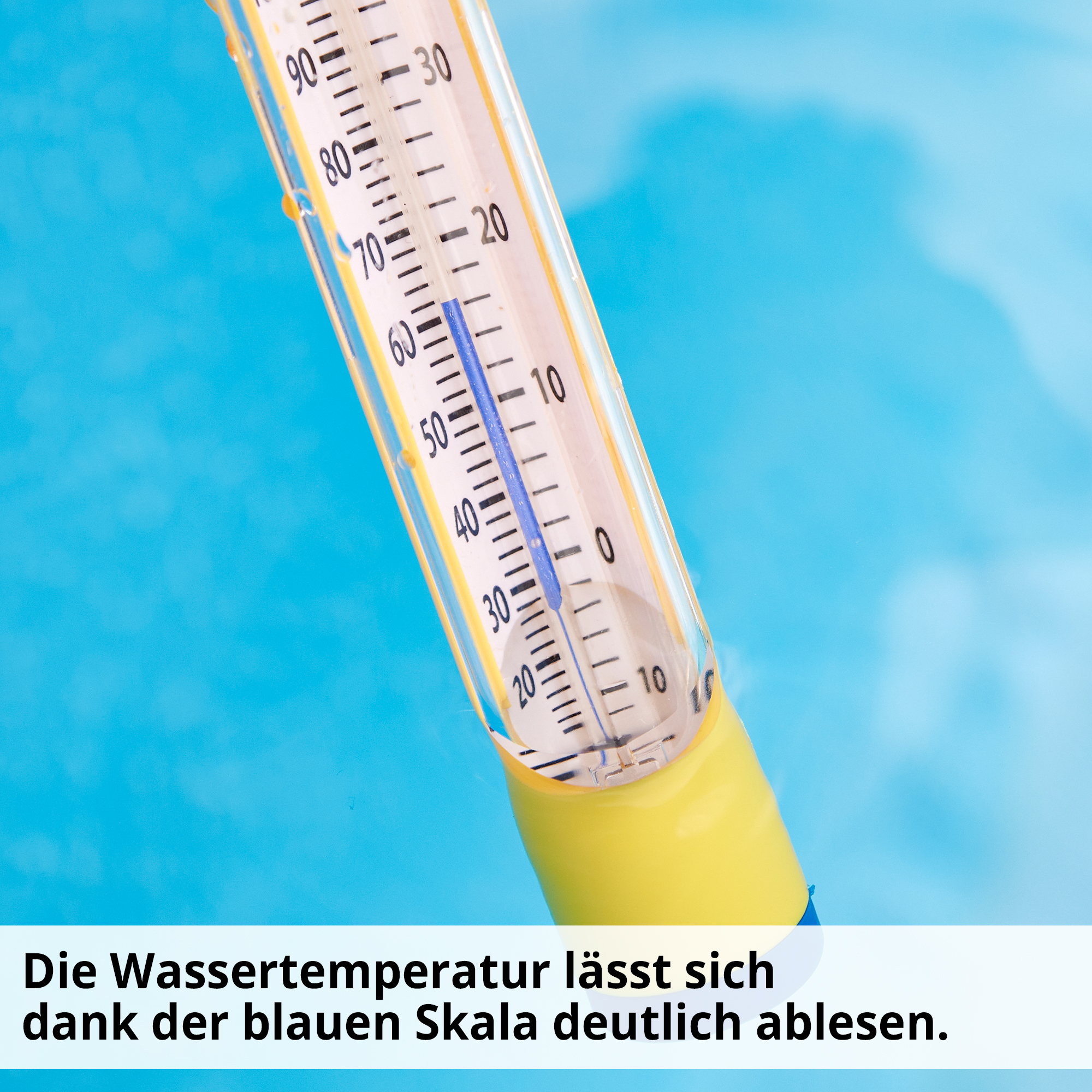 Hecht 060511 Wasser Thermometer Hai; Die Wassertemperatur lässt sich dank der blauen Skala deutlich ablesen