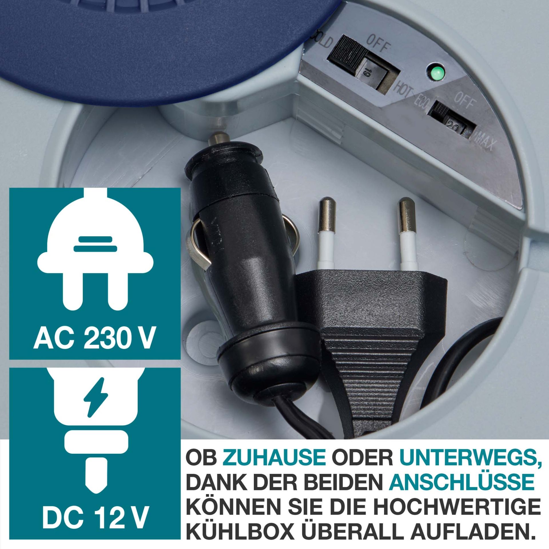 TOM Kühlbox CB-250; für Zuhause (230 Volt Anschluss) und Unterwegs (12 Volt Anschluss)