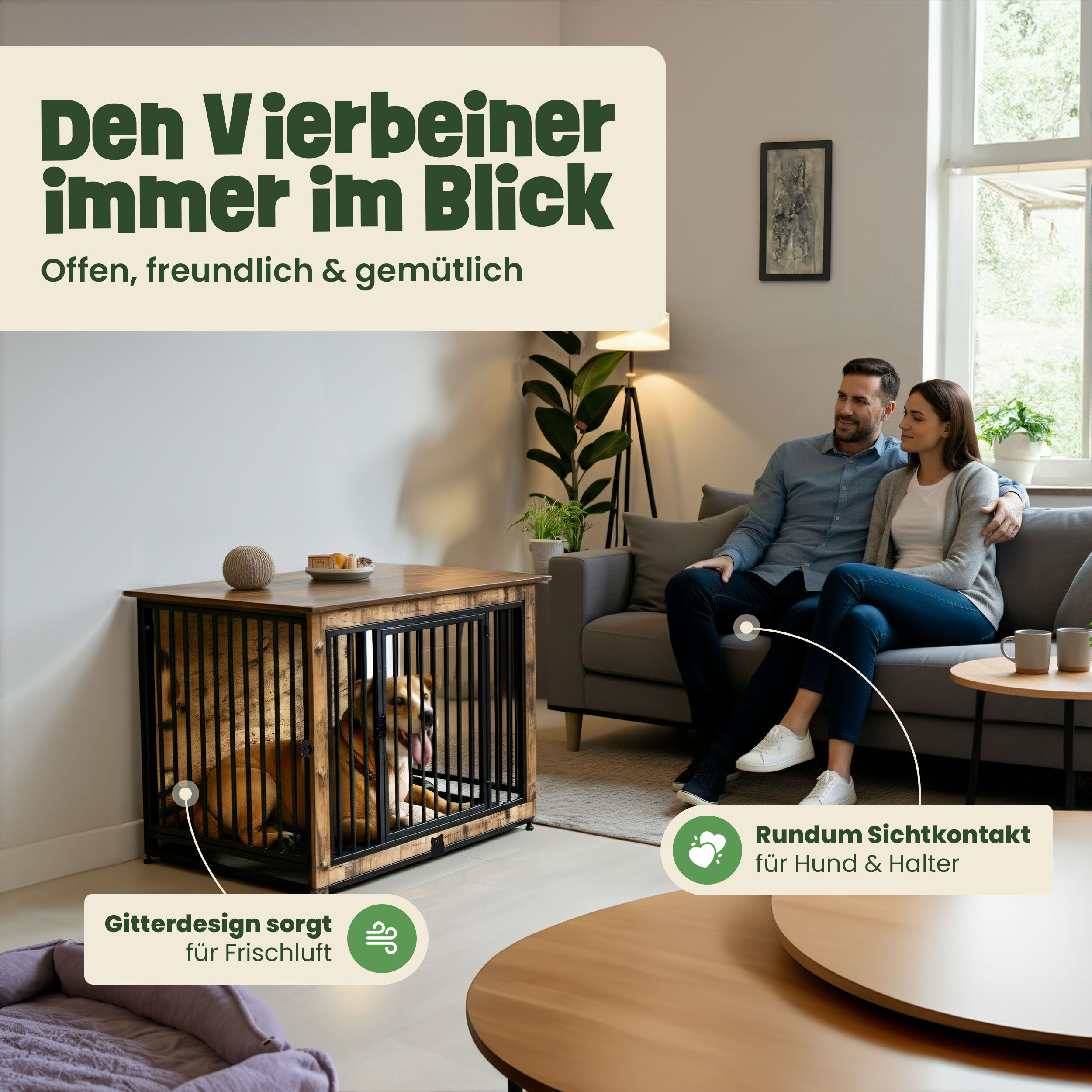 Hundehütte zooprinz max als Wohnmöbel mit dekorativer Oberplatte