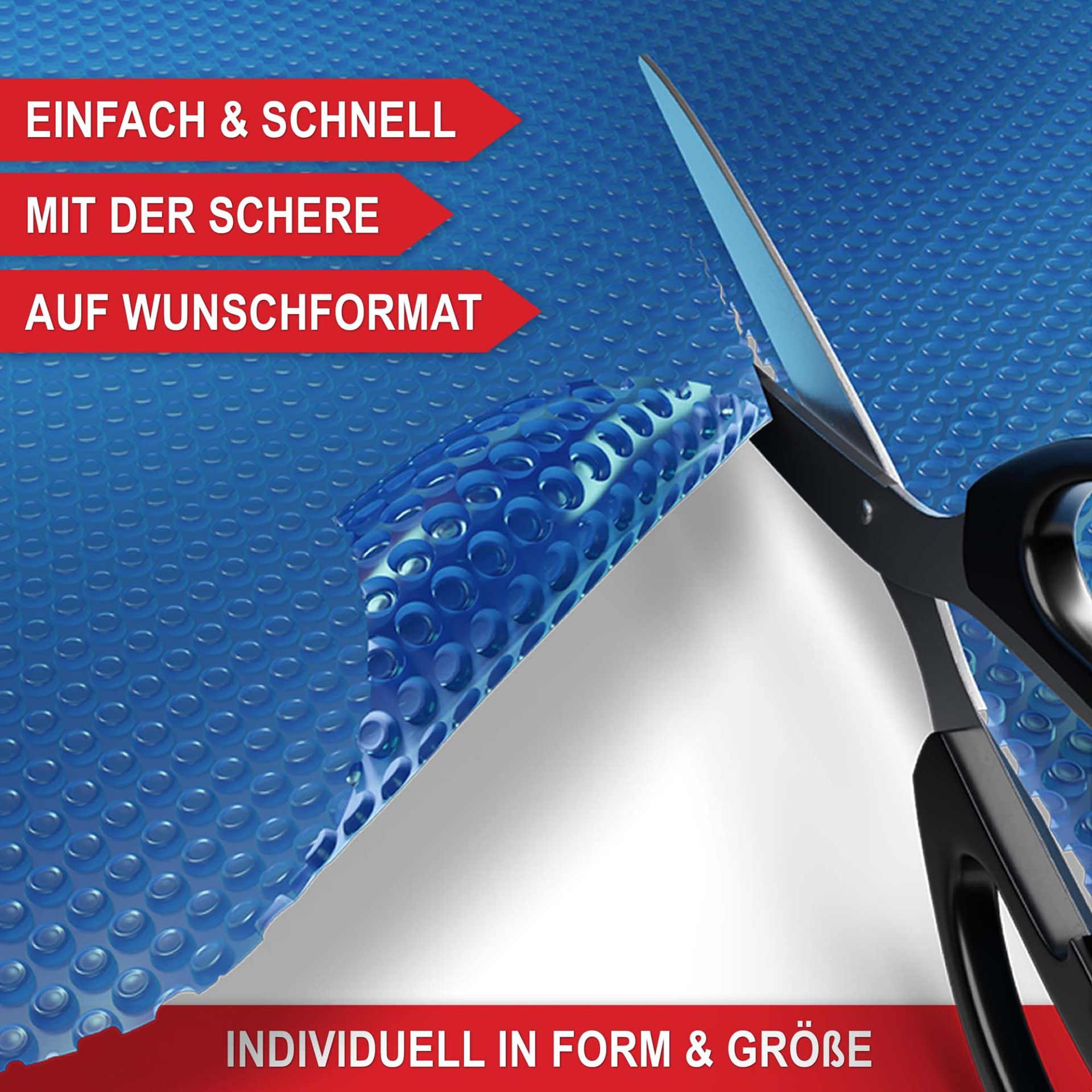 Pool Solarplane M - einfach und schnell, mit der Schere auf Wunschformat schneiden, individuelle Form und Größe