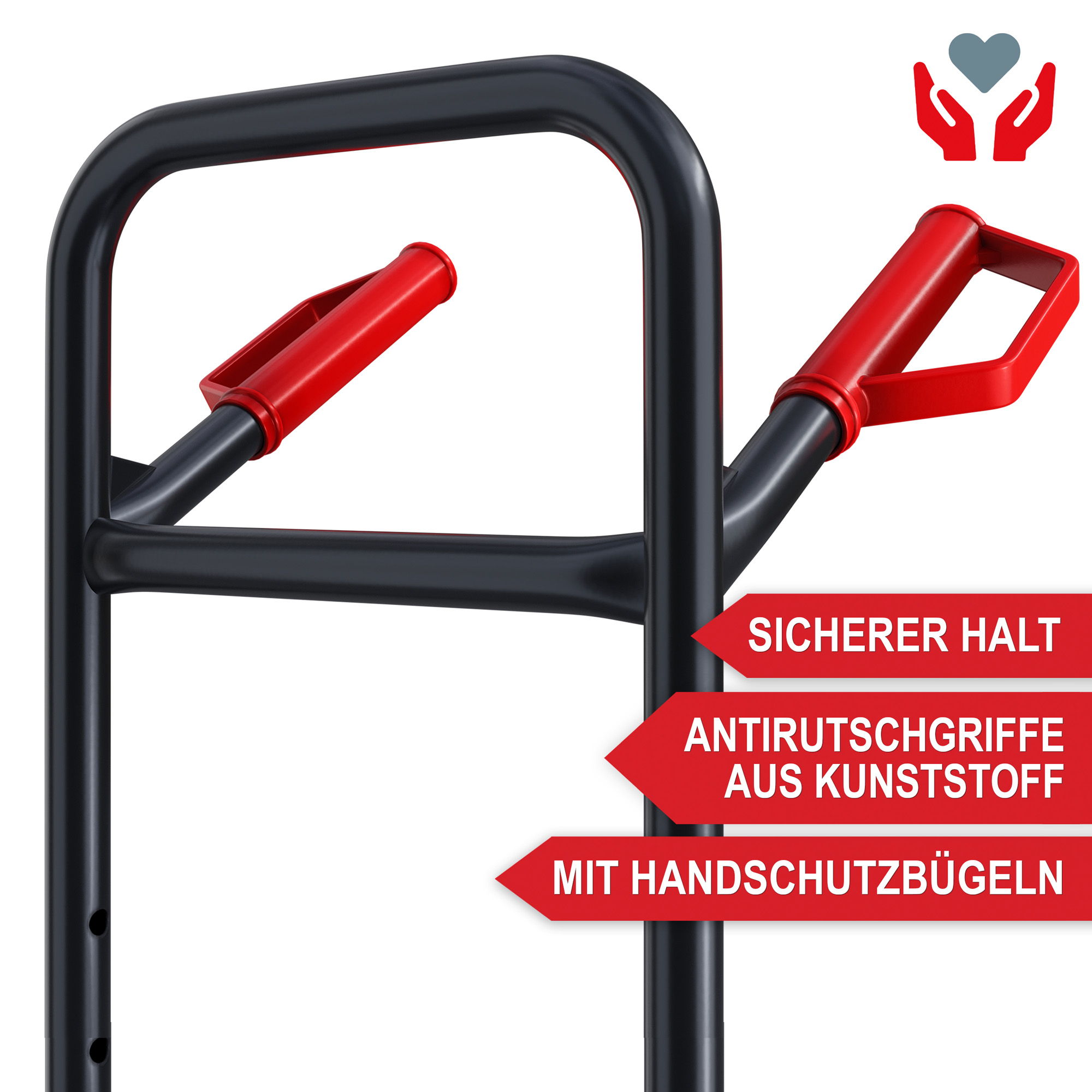 ONBEST 46433 Treppensackkarre; Antirutschgriff aus Kunststoff mit Handschutzbügeln für sicheren Halt