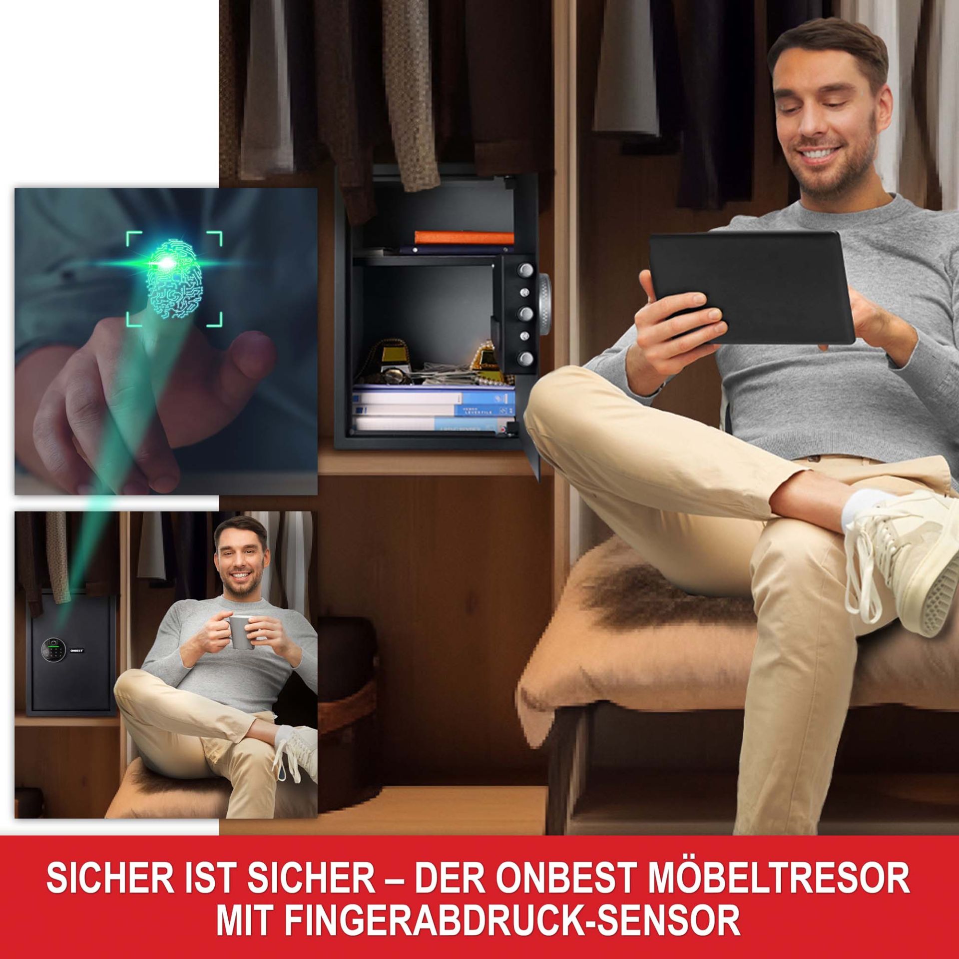 Möbeltresor XL - Mit Fingerabdrucksensor