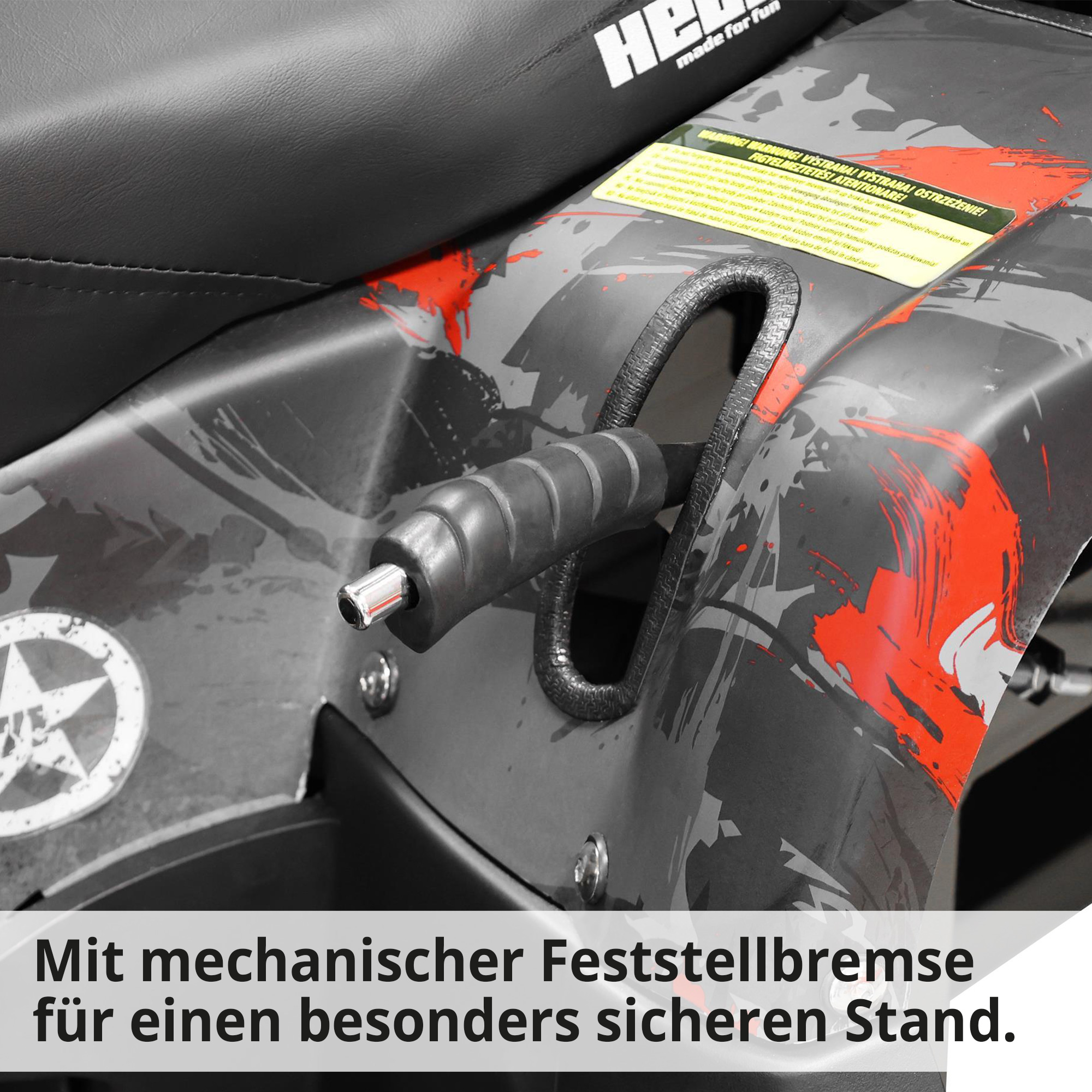 Hecht Cargo - Quad mit Pritsche & Plane mit mechanischer Feststellbremse für einen besonders sicheren Stand