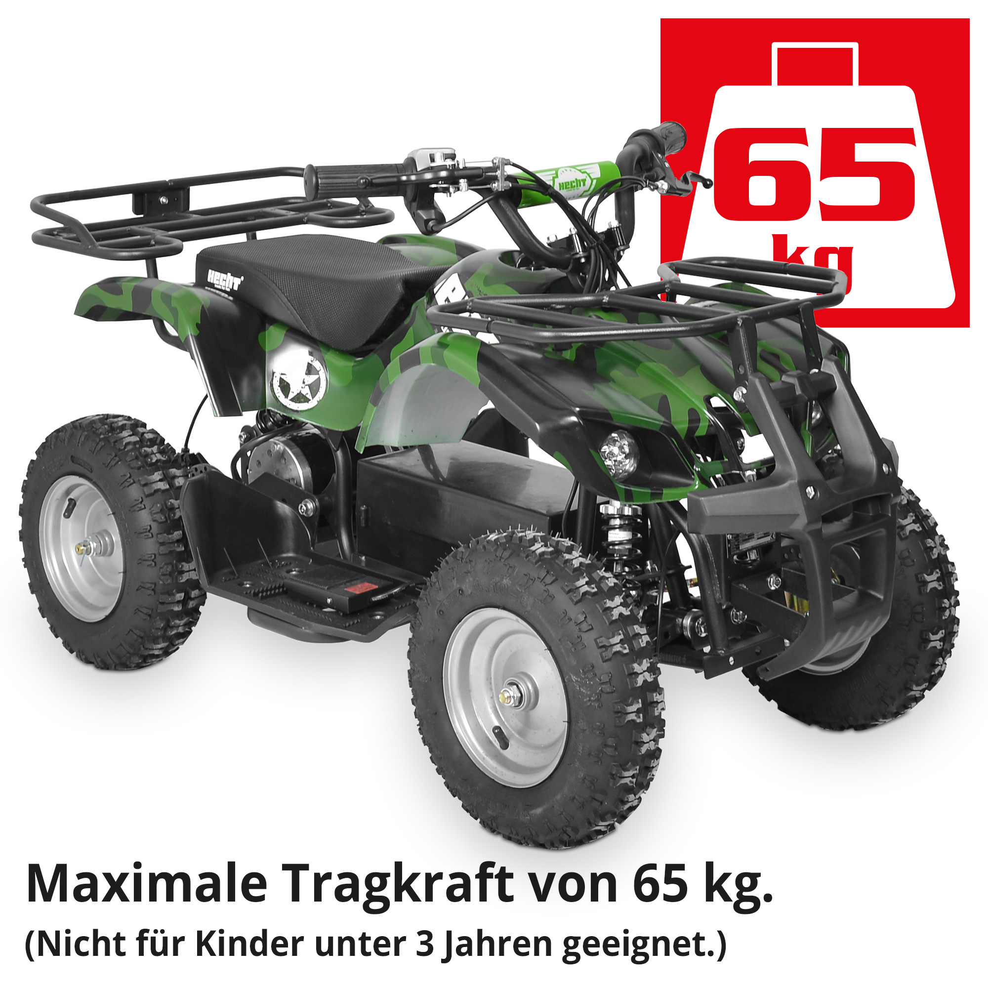 Hecht 56100 Army QUAD mit schwerer Tragkraft: nicht für Kinder unter 3 Jahren geeignet