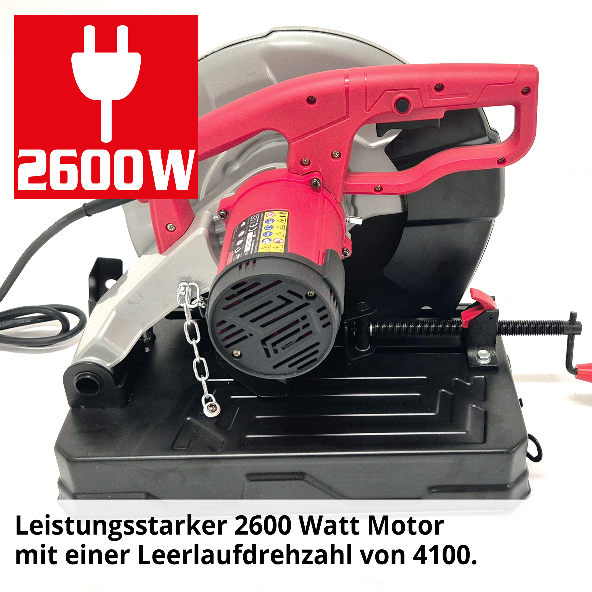 HECHT 835 Metall Gehrungssäge; Leistungsstarker Motor mit einer hohen Leerlaufdrehzahl