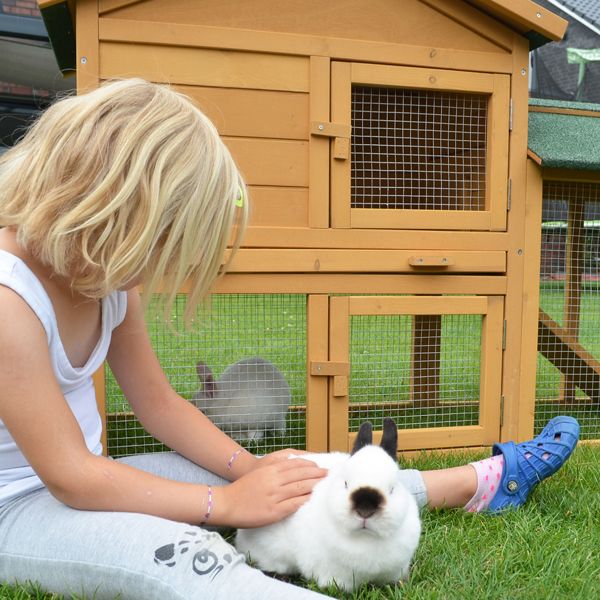 Hasenstall Villa großer Hühnerstall mit aufklappbarem Dach mehrstöckig Zooprinz 