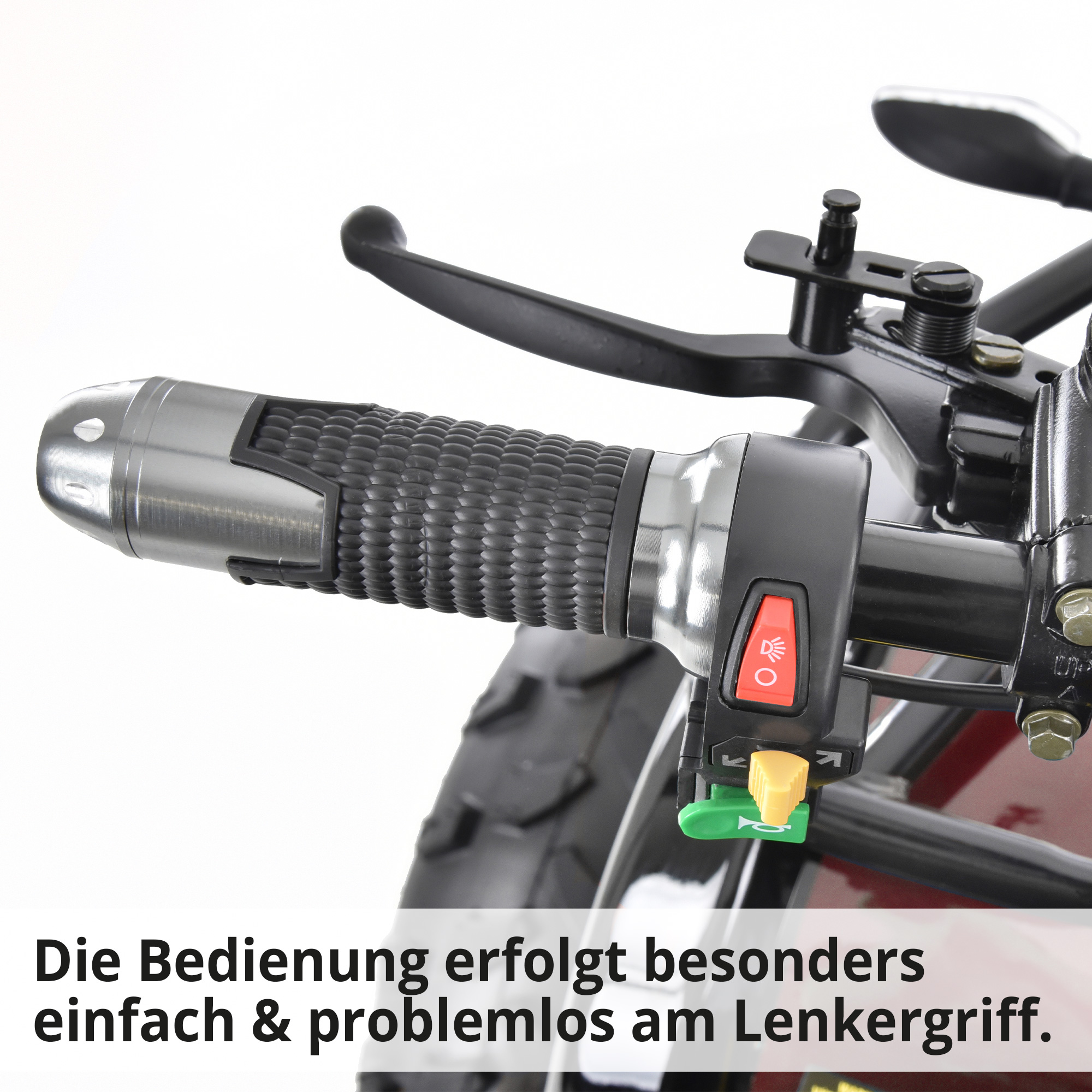 Quad red; Bedienung erfolgt problemlos am Lenkergriff