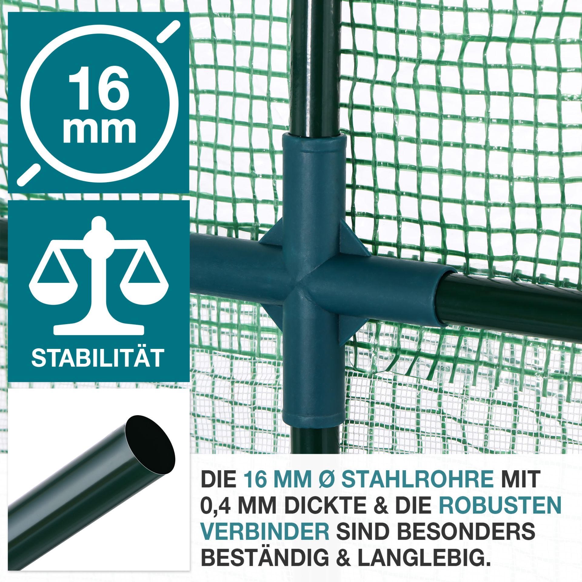 TOM Anzucht Gewächshaus GH-240; Robuste Stahlrohre