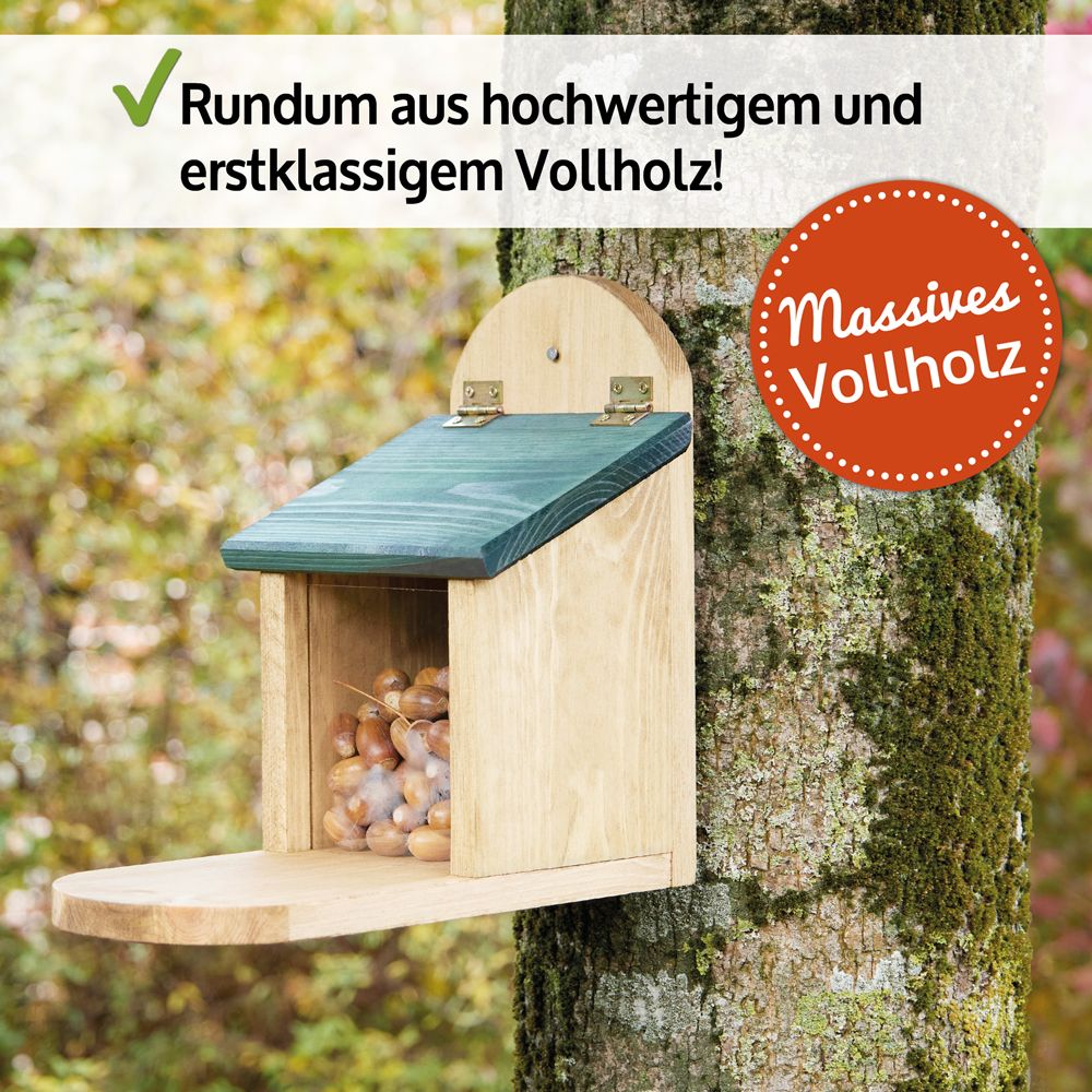 Eichhörnchen Futterstation; massives Vollholz