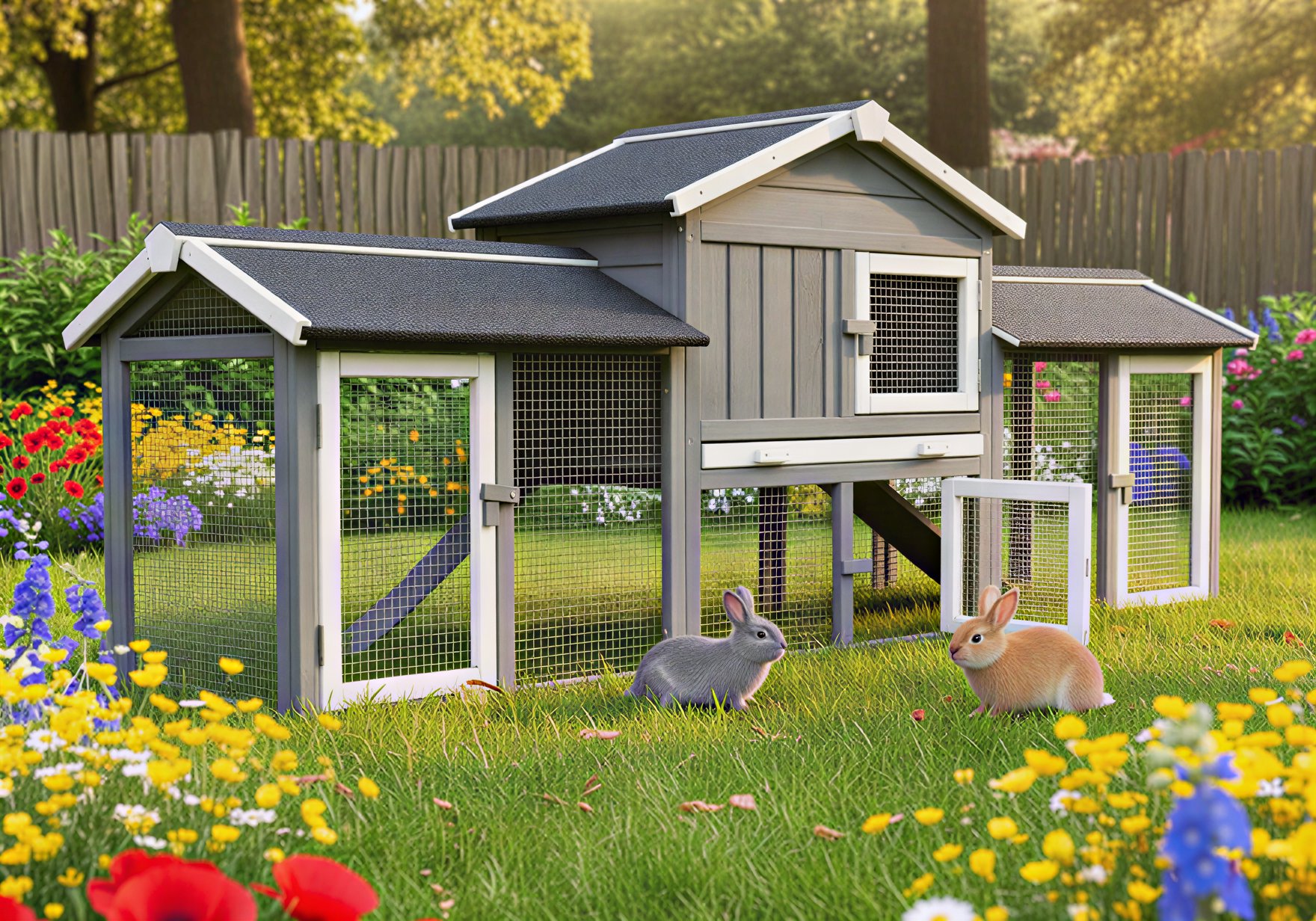 Hasenstall mit 2 Ausläufen