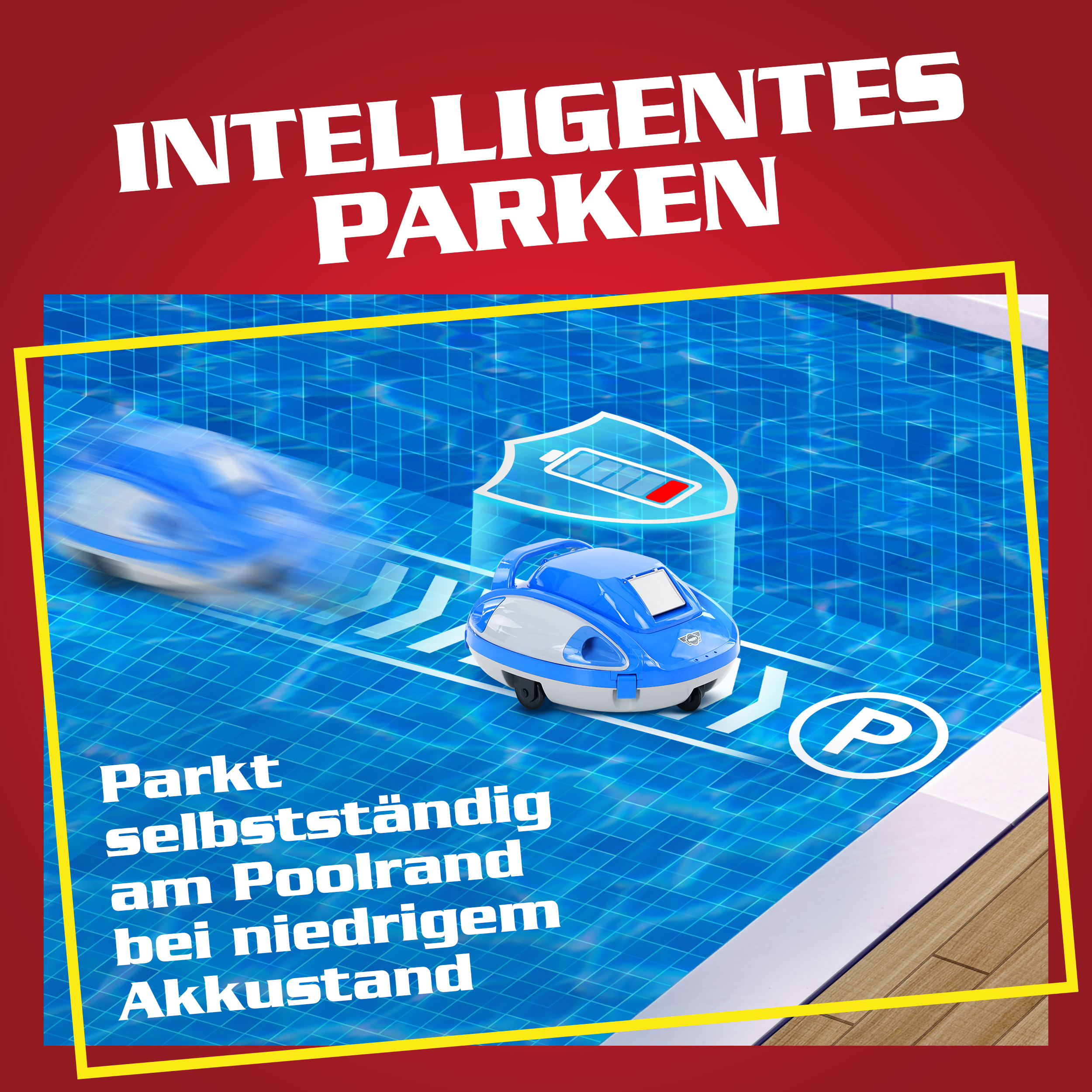 Automatischer Poolroboter mit intelligentem Parksystem am Poolrand